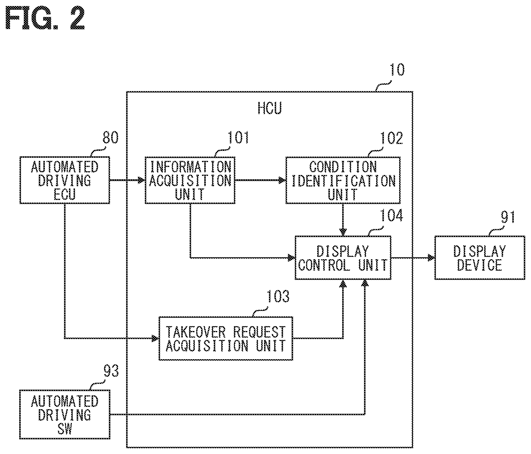 Patent US12576869 Figure 2 – Vehicle display control device, vehicle display control system, and vehicle display control method