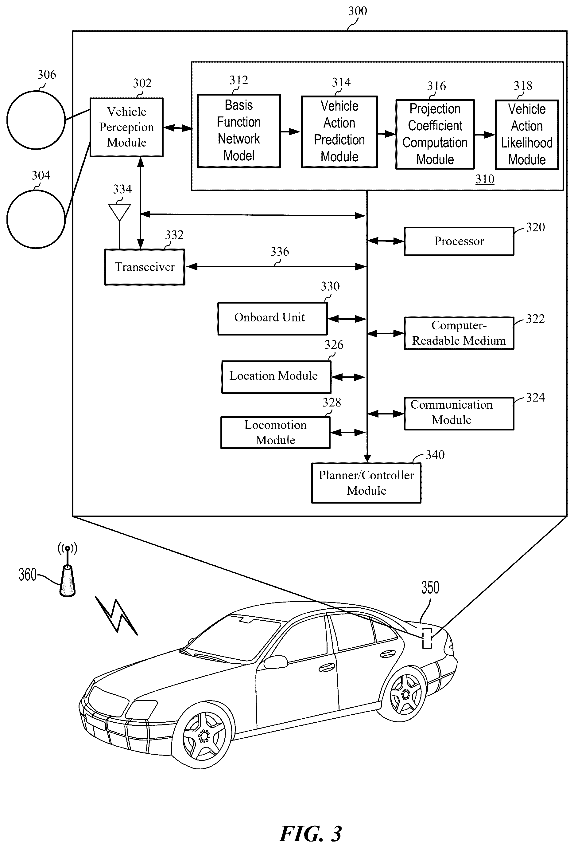 Patent US12576881 Figure 3 – Method for polynomial based predictions of ego vehicles and adversarial agents