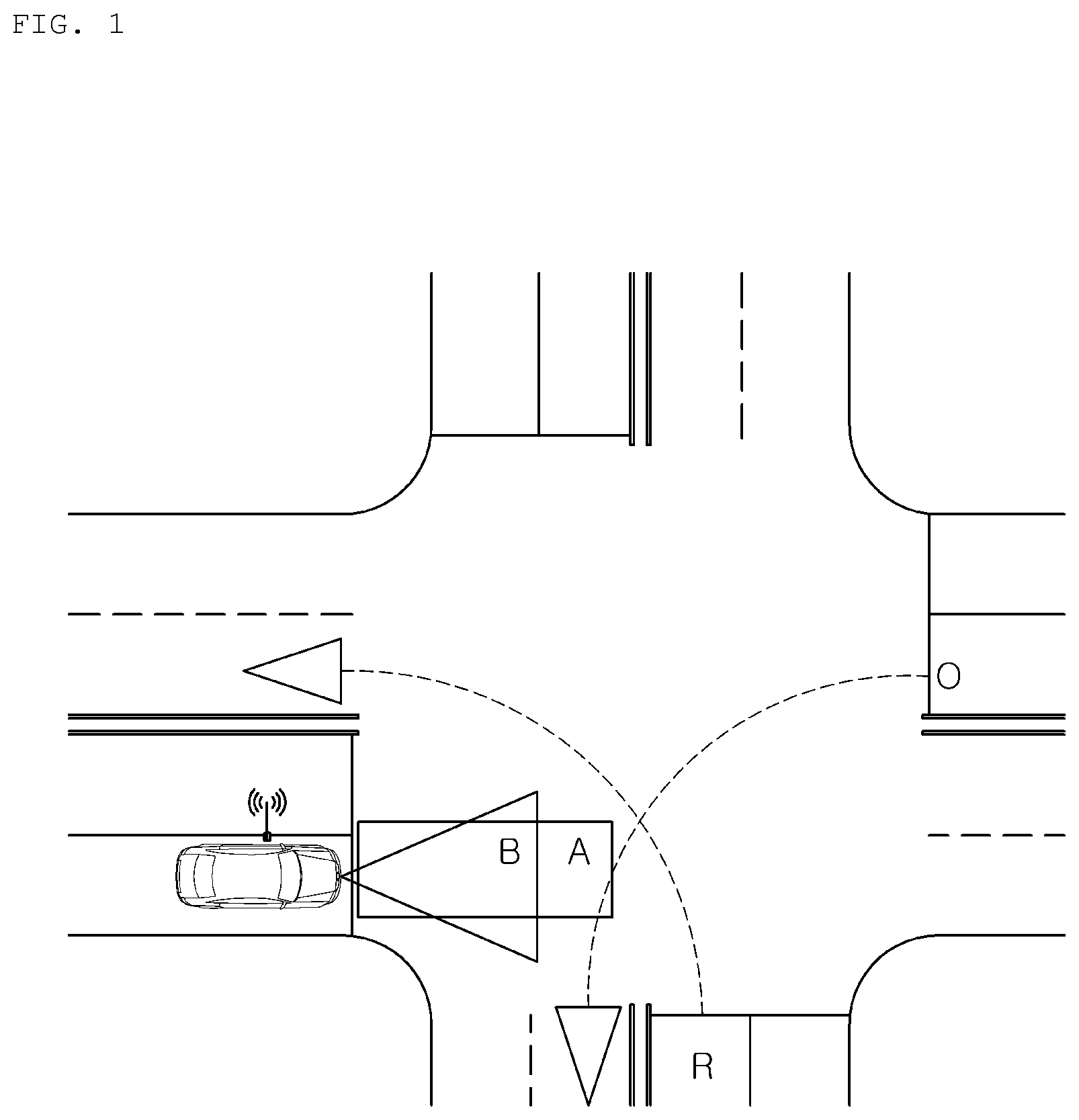 Patent US12576890 Figure 1 – Yielding system for emergency vehicles and control method therefor