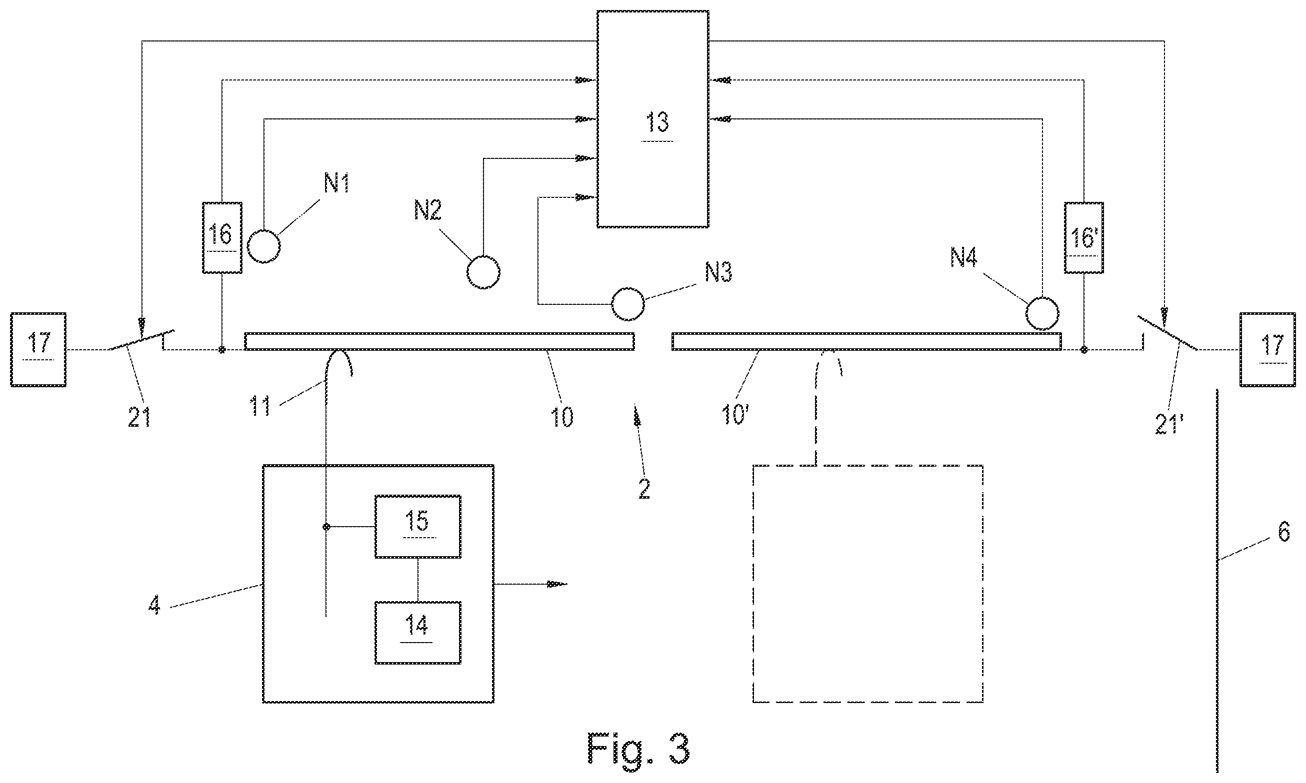 Patent US12576897 Figure 2 – Cableway with a vehicle having a closure drive and failsafe locking monitoring
