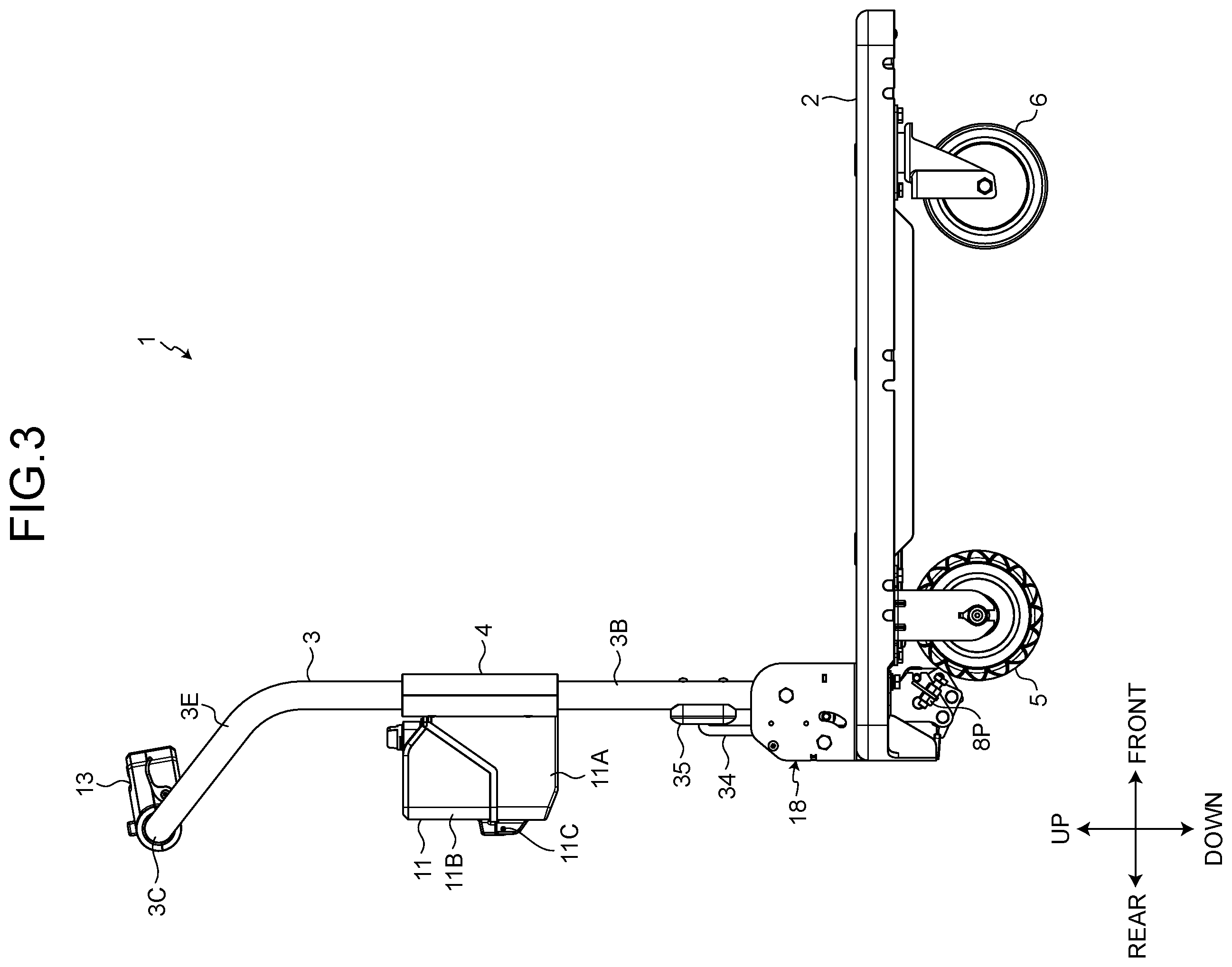 Patent US12576899 Figure 3 – Power-assisted trolley