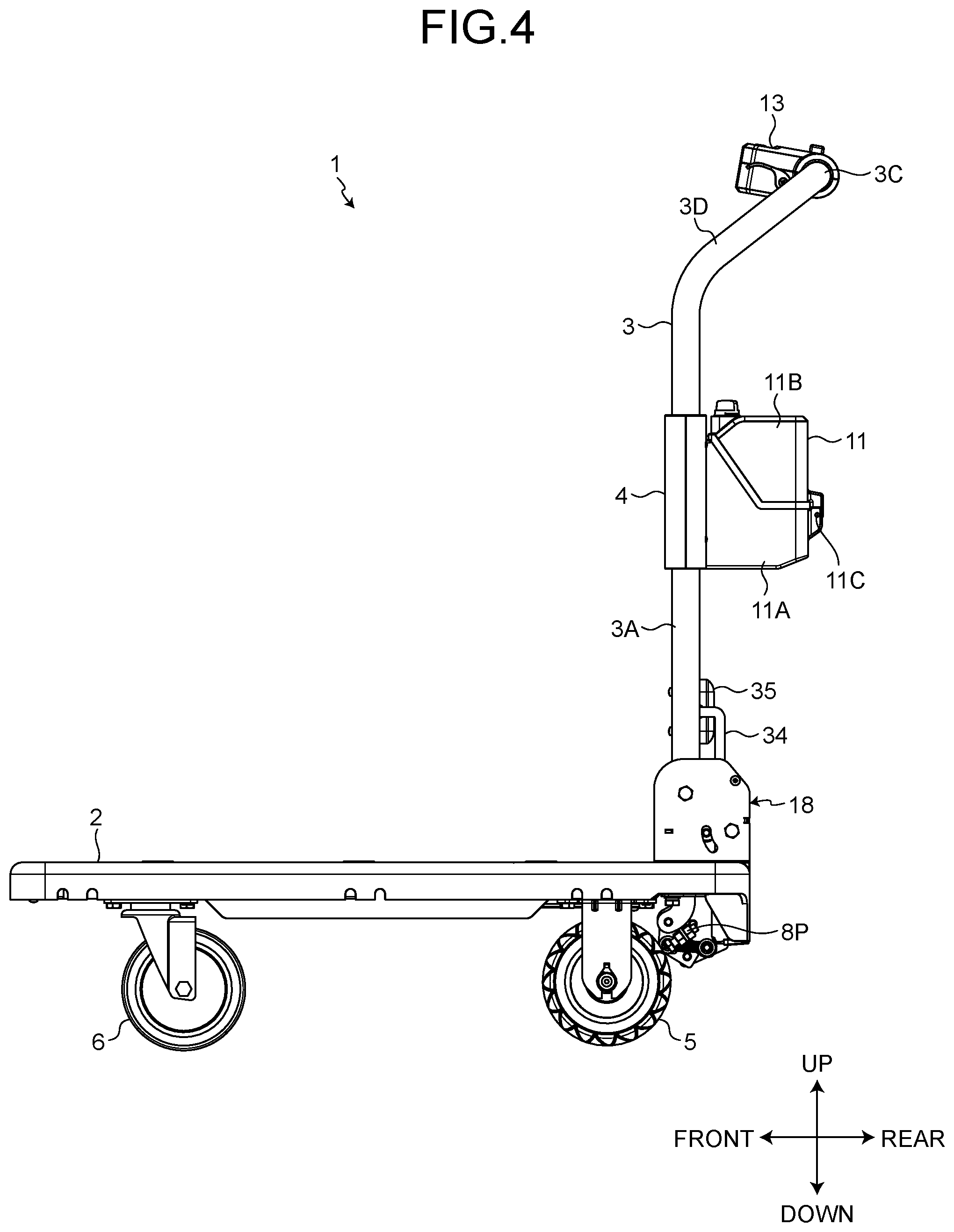 Patent US12576899 Figure 4 – Power-assisted trolley