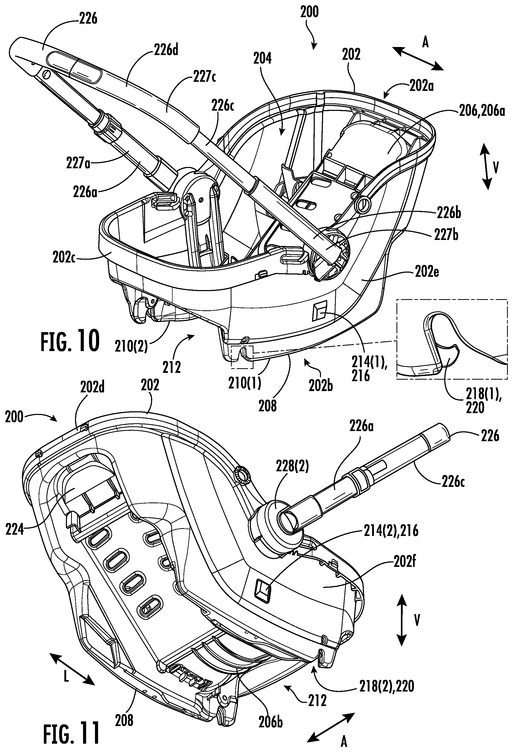 Patent US12576900 Figure 9 – Travel system having a child carrier with handle that extends and/or rotates