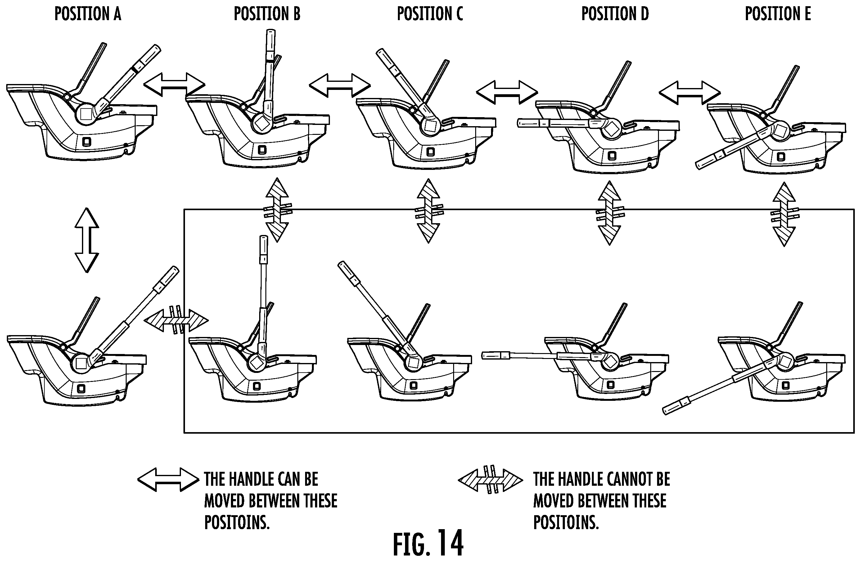 Patent US12576900 Figure 12 – Travel system having a child carrier with handle that extends and/or rotates