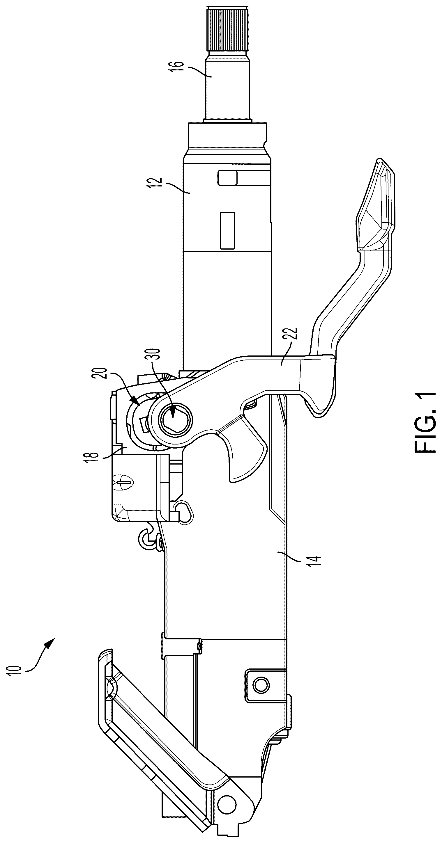 Patent US12576902 Figure 1 – Clamping assembly for steering column