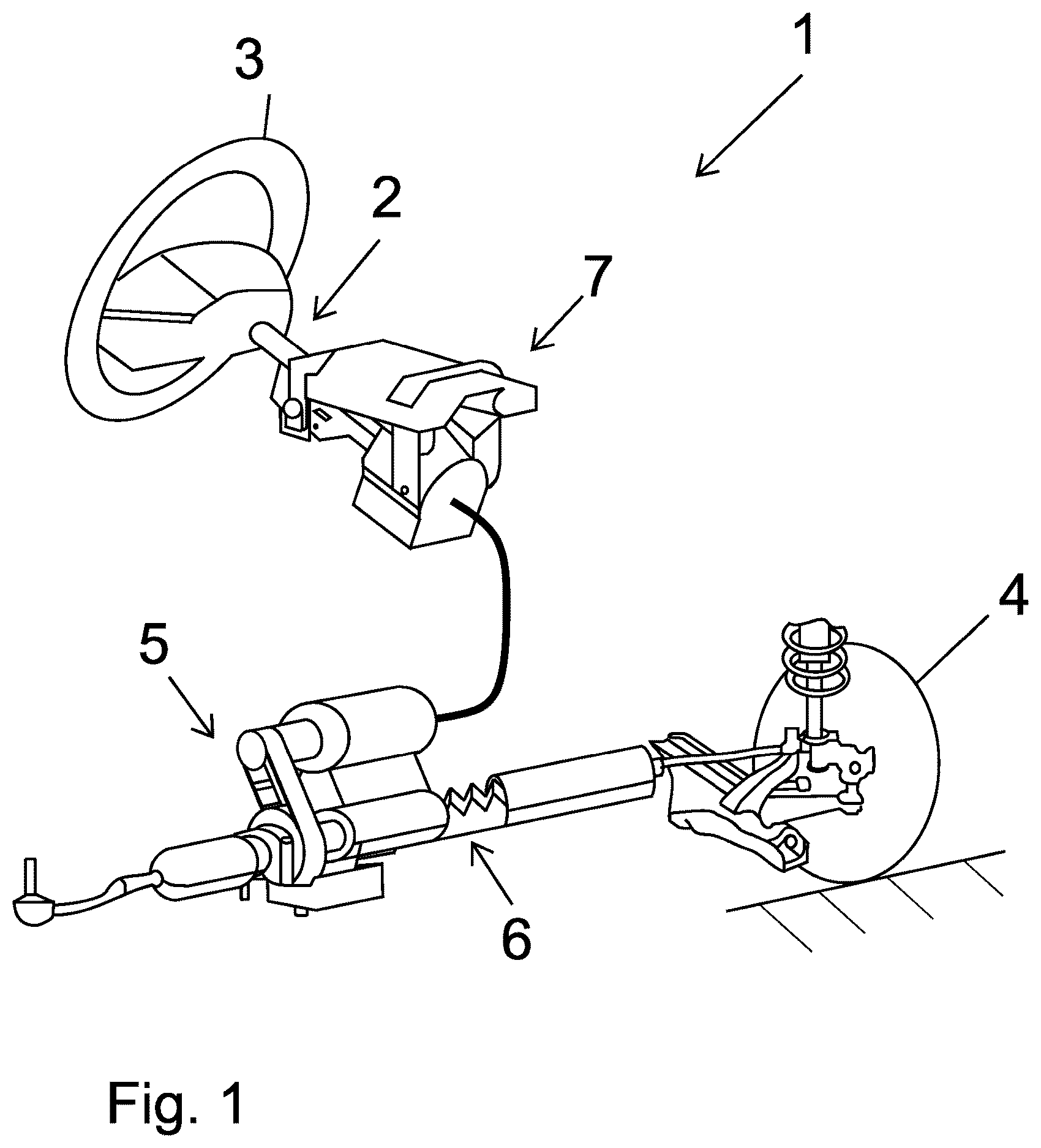 Patent US12576903 Figure 1 – Method for controlling a steer-by-wire steering system of a road vehicle with feedback actuator position calibration