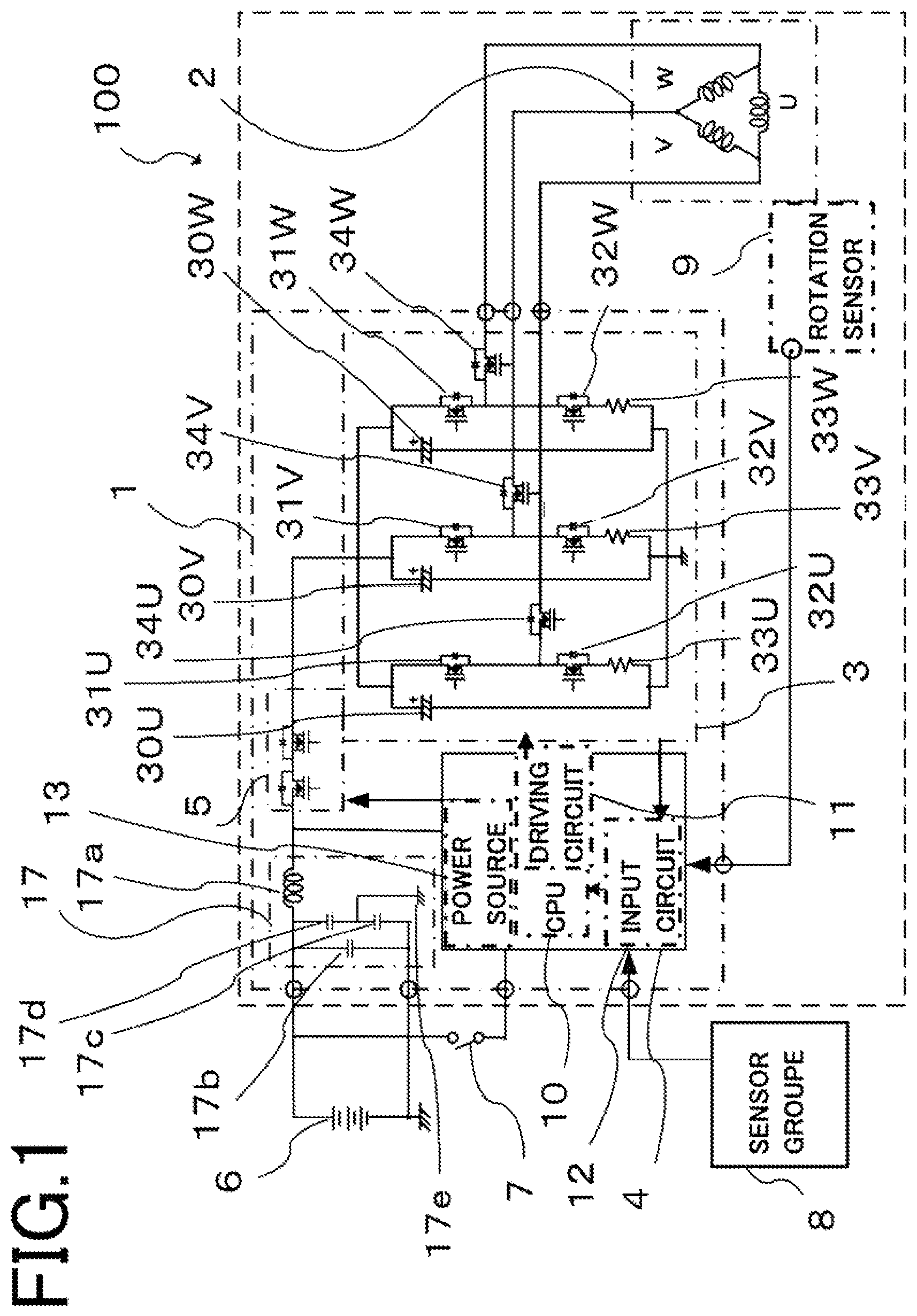Patent US12576906 Figure 1 – Electric rotating machine apparatus and electric power steering apparatus
