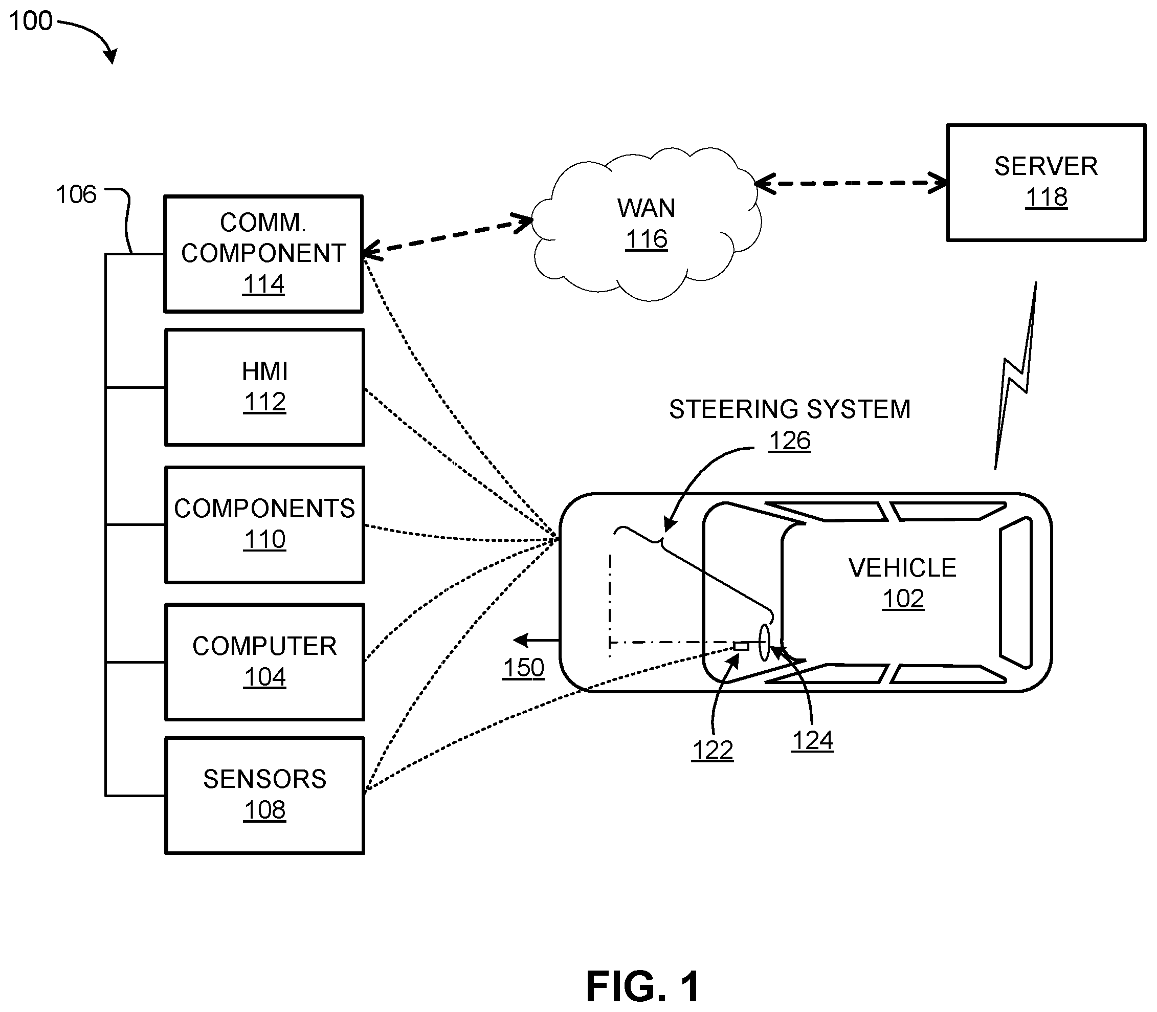 Patent US12576910 — Vehicle operation with steering wheel hands-on/off detection — Figure 1