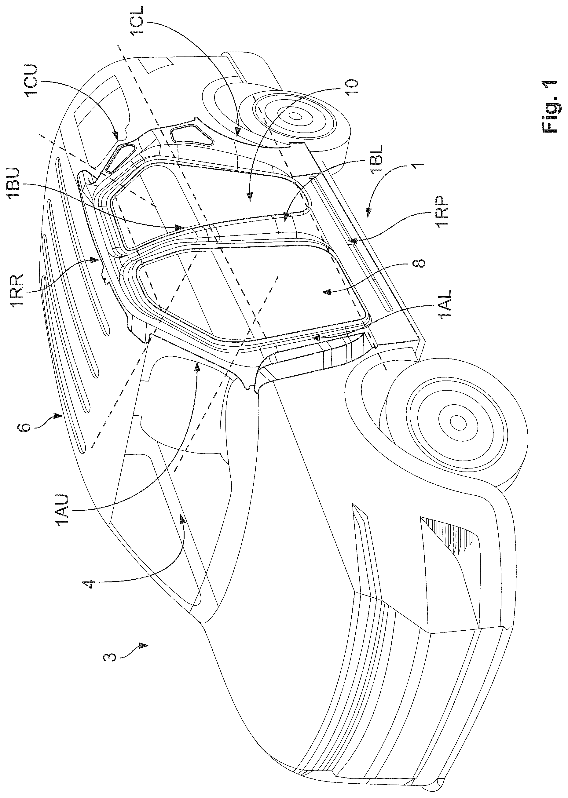 Patent US12576914 Figure 1 – Side structure for a motor vehicle