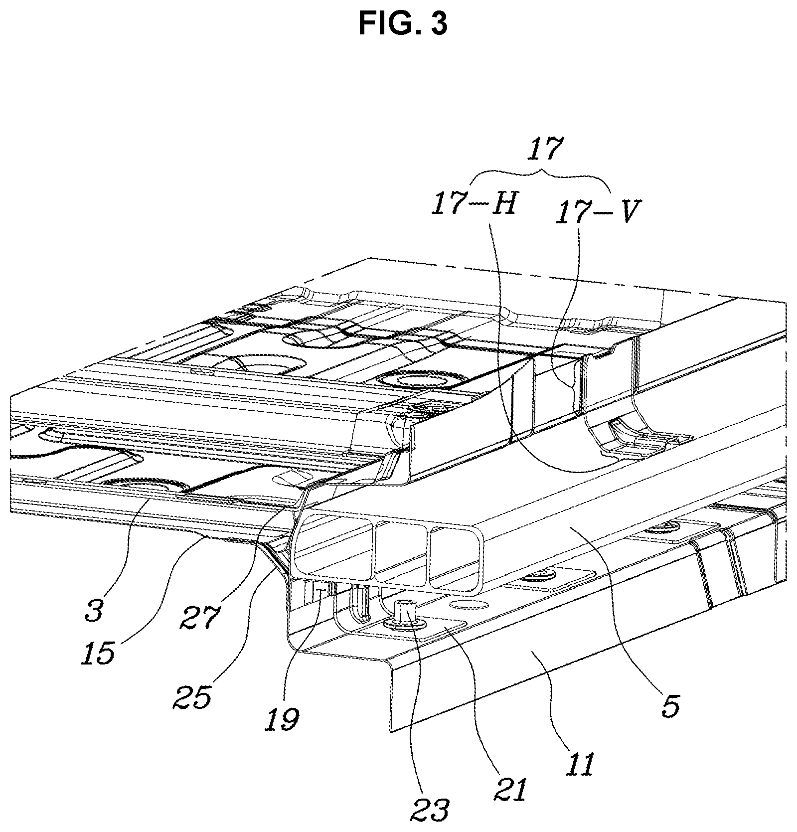Patent US12576915 Figure 3 – Structure for protecting battery pack of vehicle