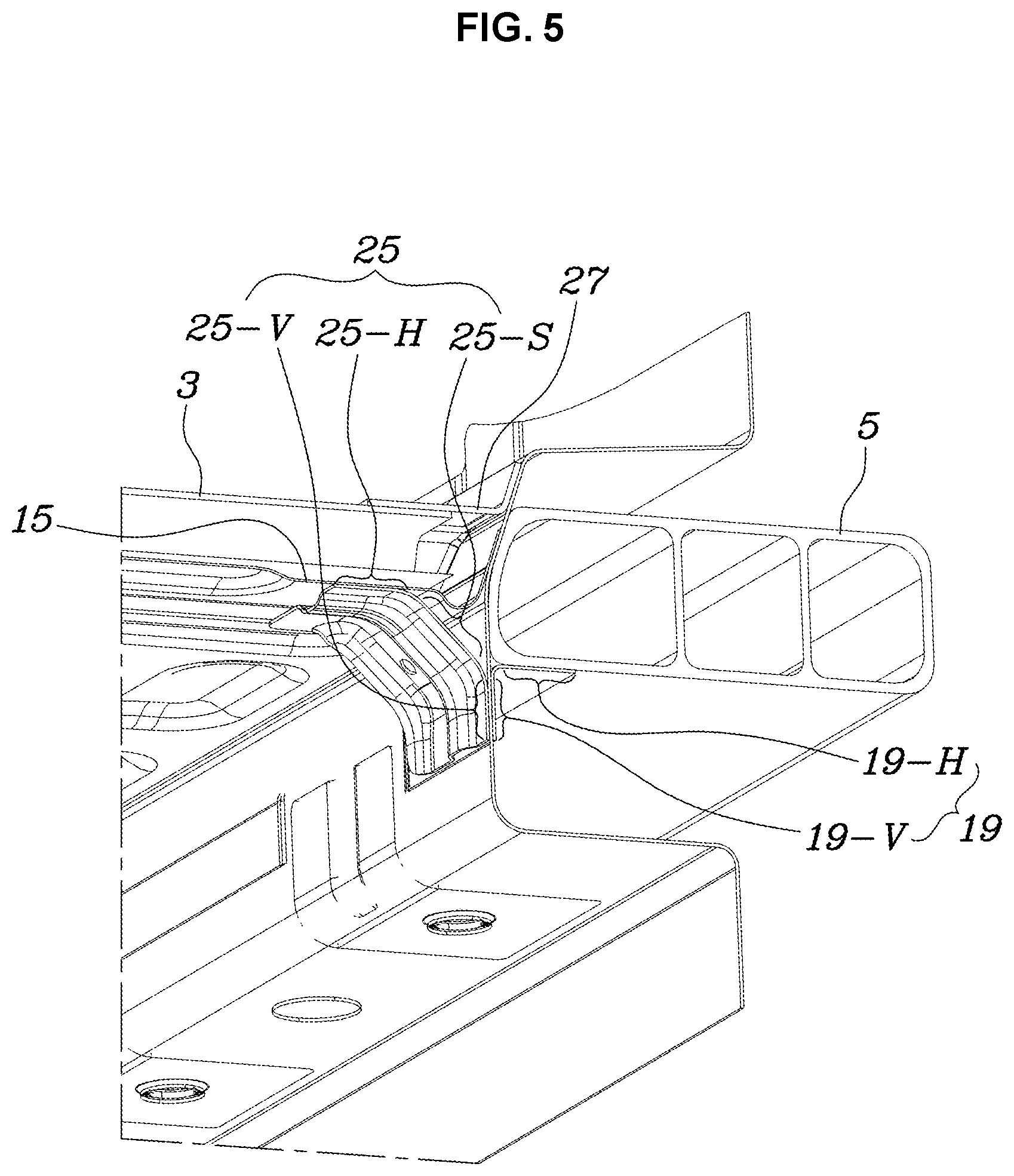 Patent US12576915 Figure 5 – Structure for protecting battery pack of vehicle