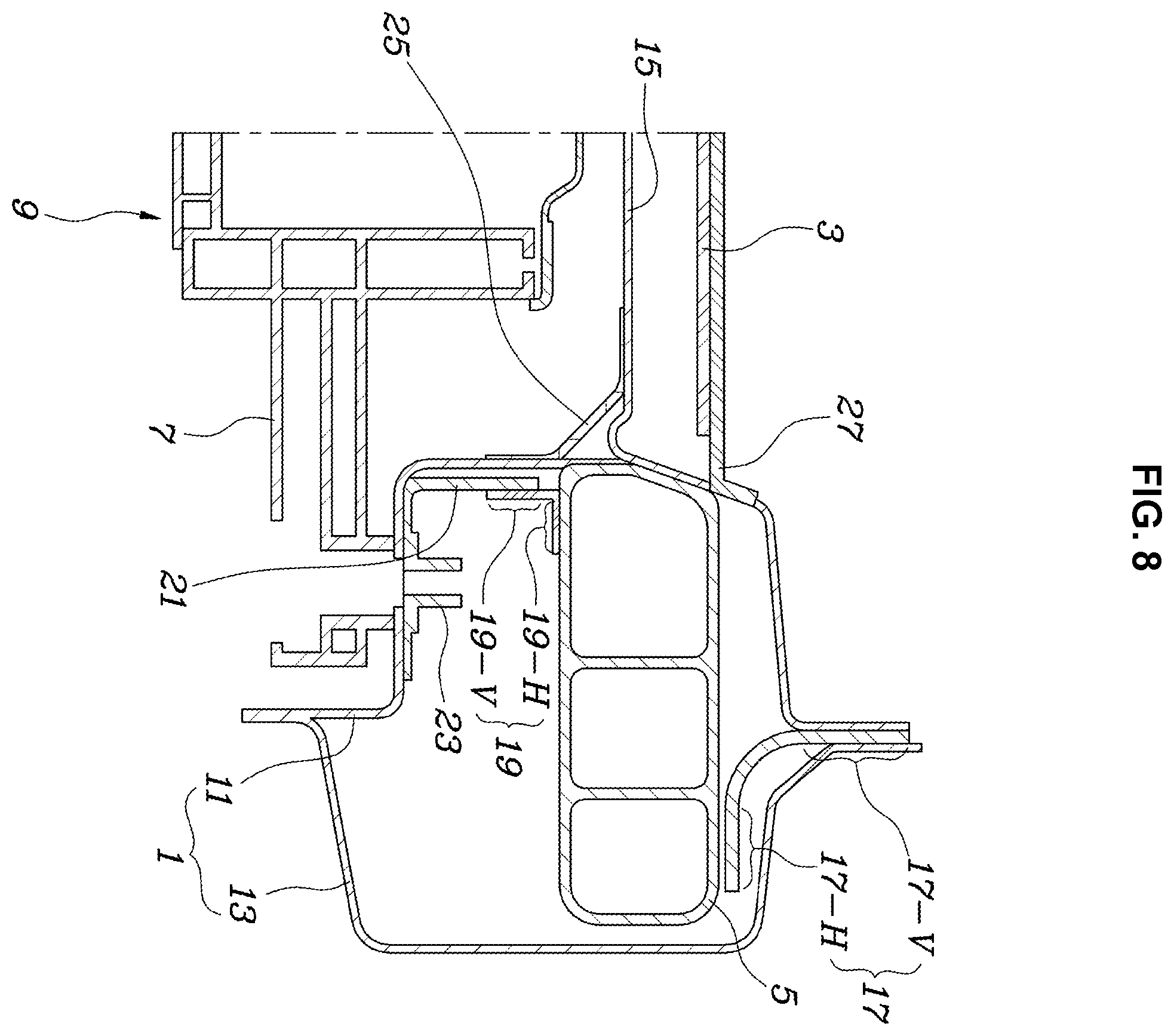 Patent US12576915 Figure 8 – Structure for protecting battery pack of vehicle