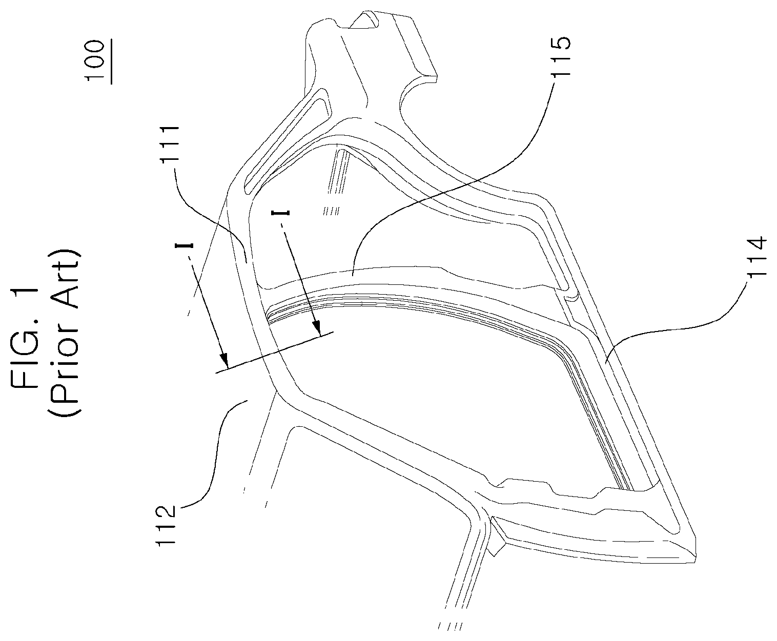 Patent US12576916 Figure 1 – Reinforcement rail for roof side rail for vehicle and roof side rail assembly with improved rigidity using the same