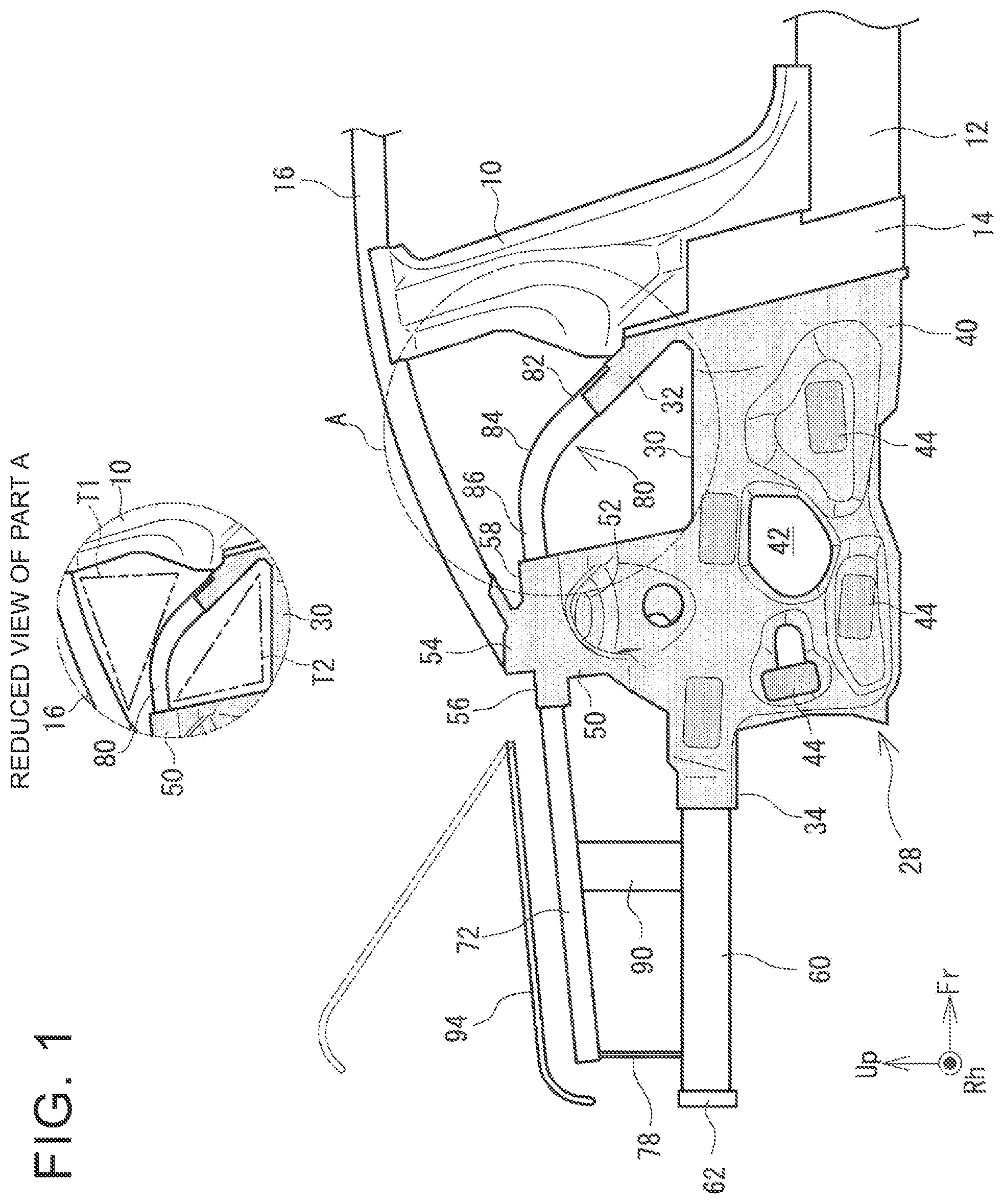 Patent US12576918 Figure 1 – Vehicle rear portion structure