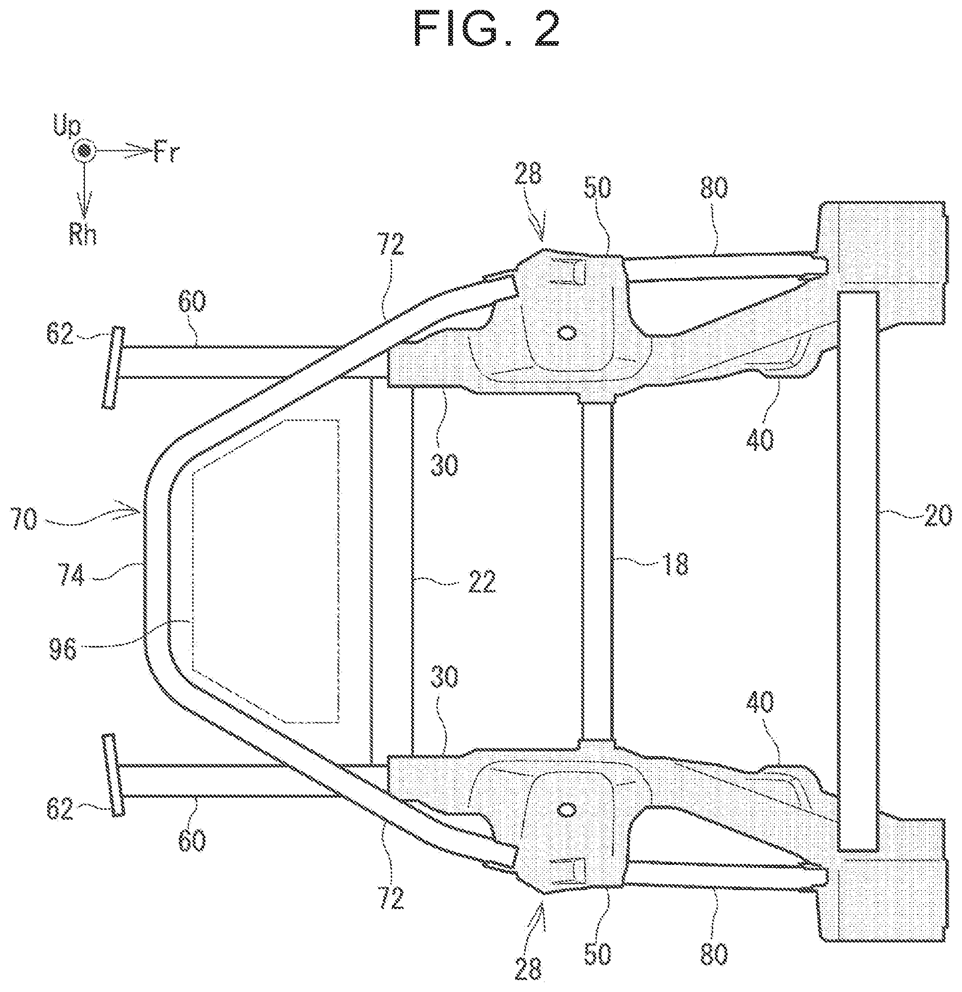 Patent US12576918 Figure 2 – Vehicle rear portion structure