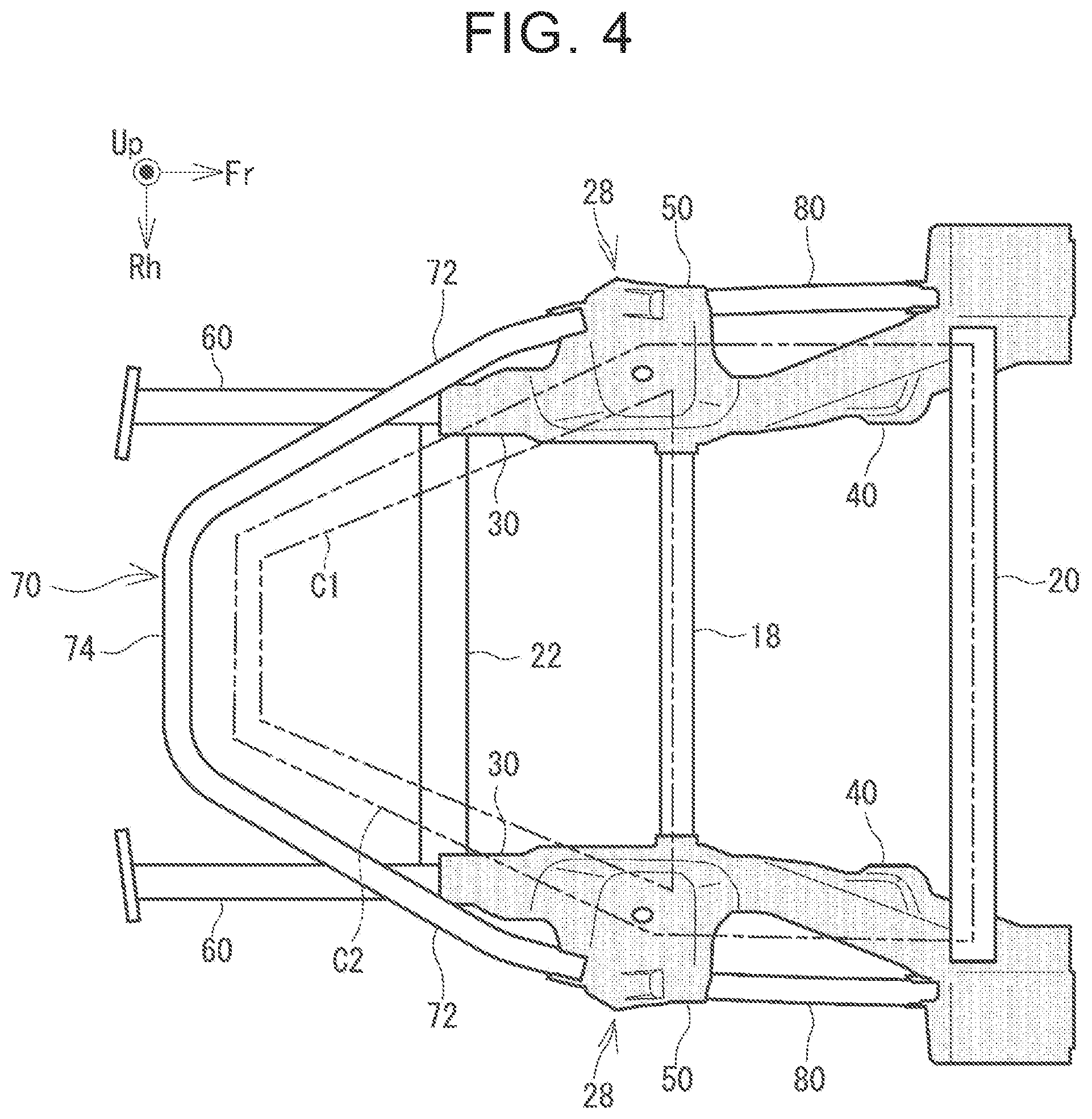 Patent US12576918 Figure 4 – Vehicle rear portion structure