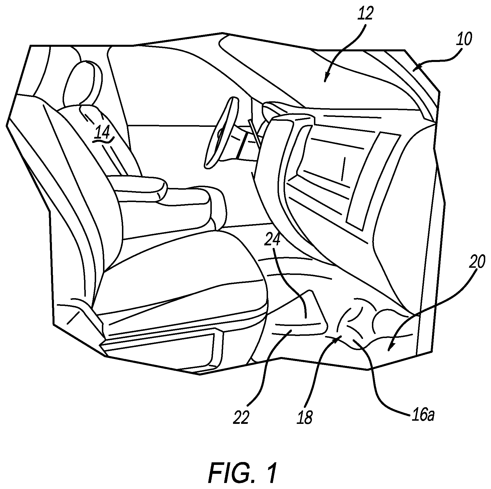 Patent US12576919 Figure 1 – Combined drivetrain access panel and footrest