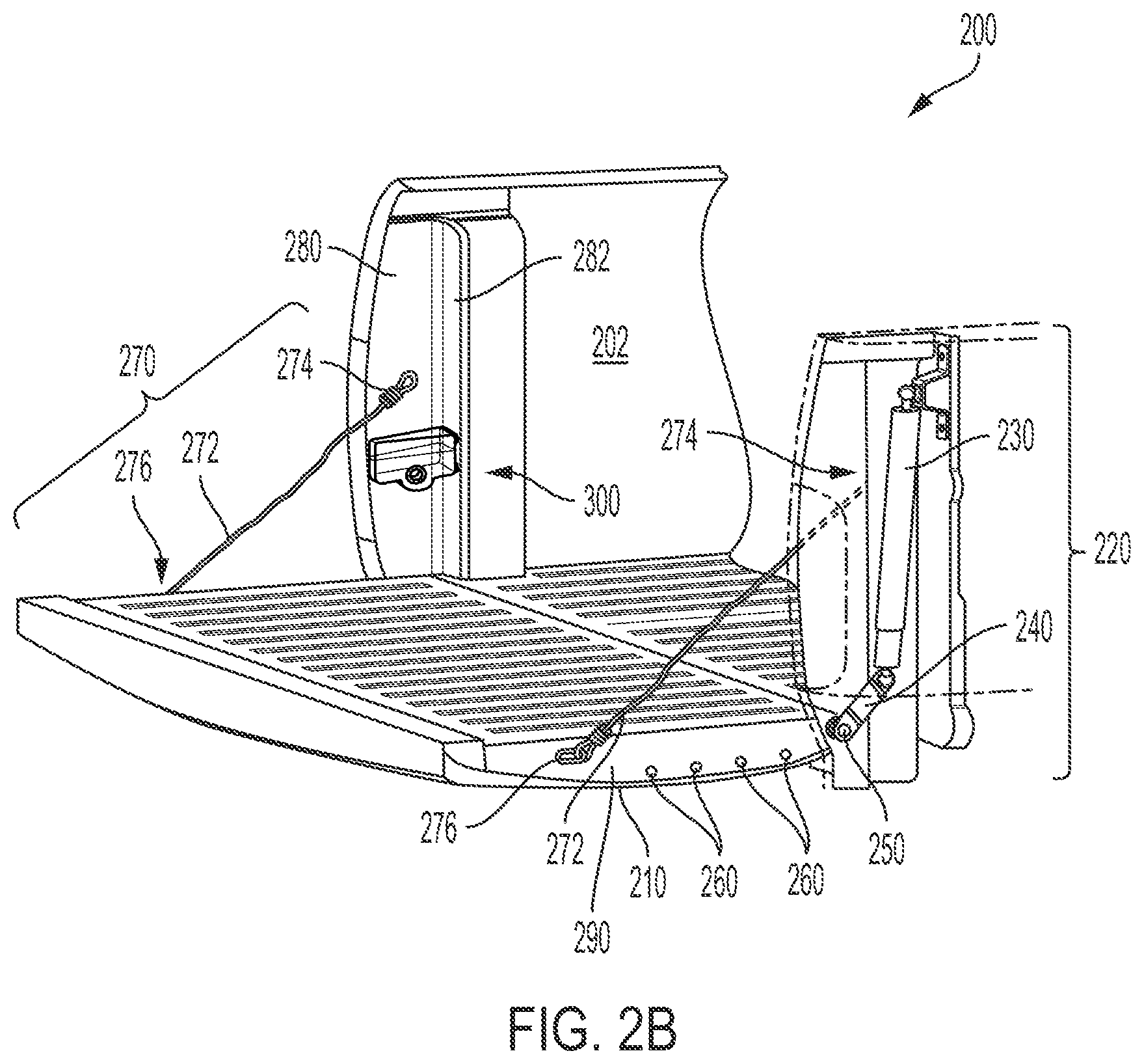 Patent US12576922 Figure 3 – Tailgate cable stay ramp