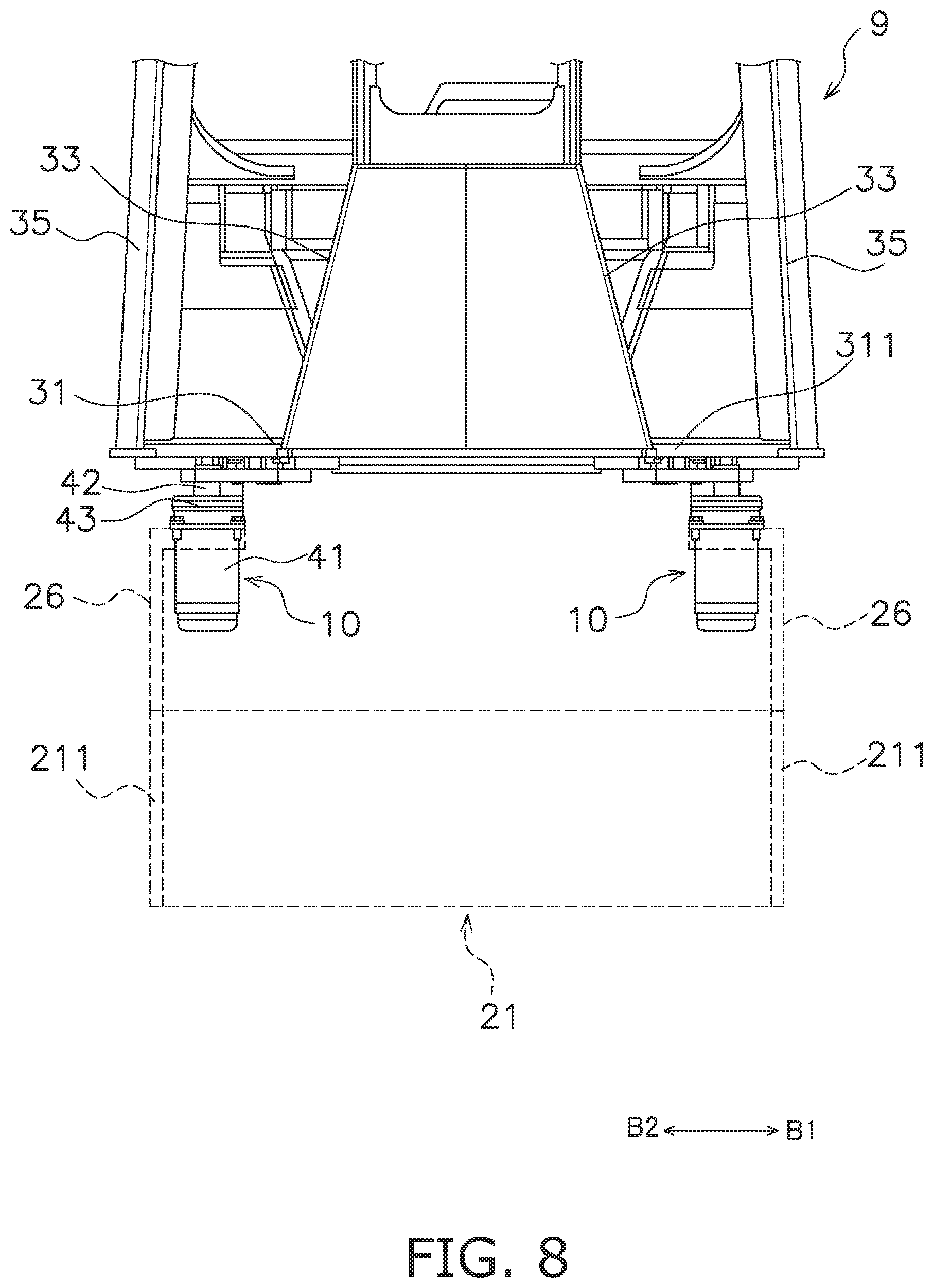 Patent US12576923 Figure 8 – Work vehicle