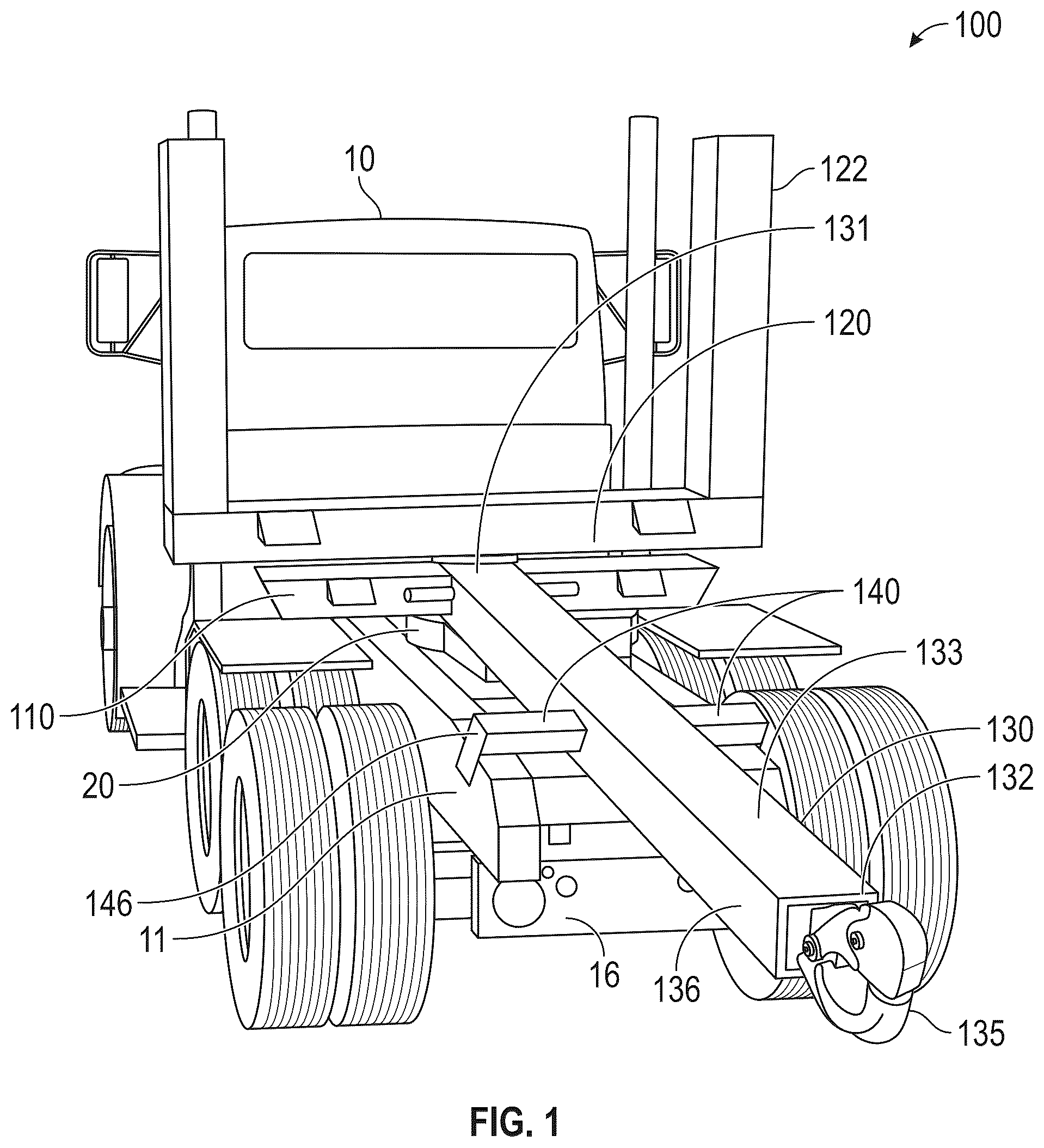 Patent US12576927 Figure 1 – Fifth wheel connector