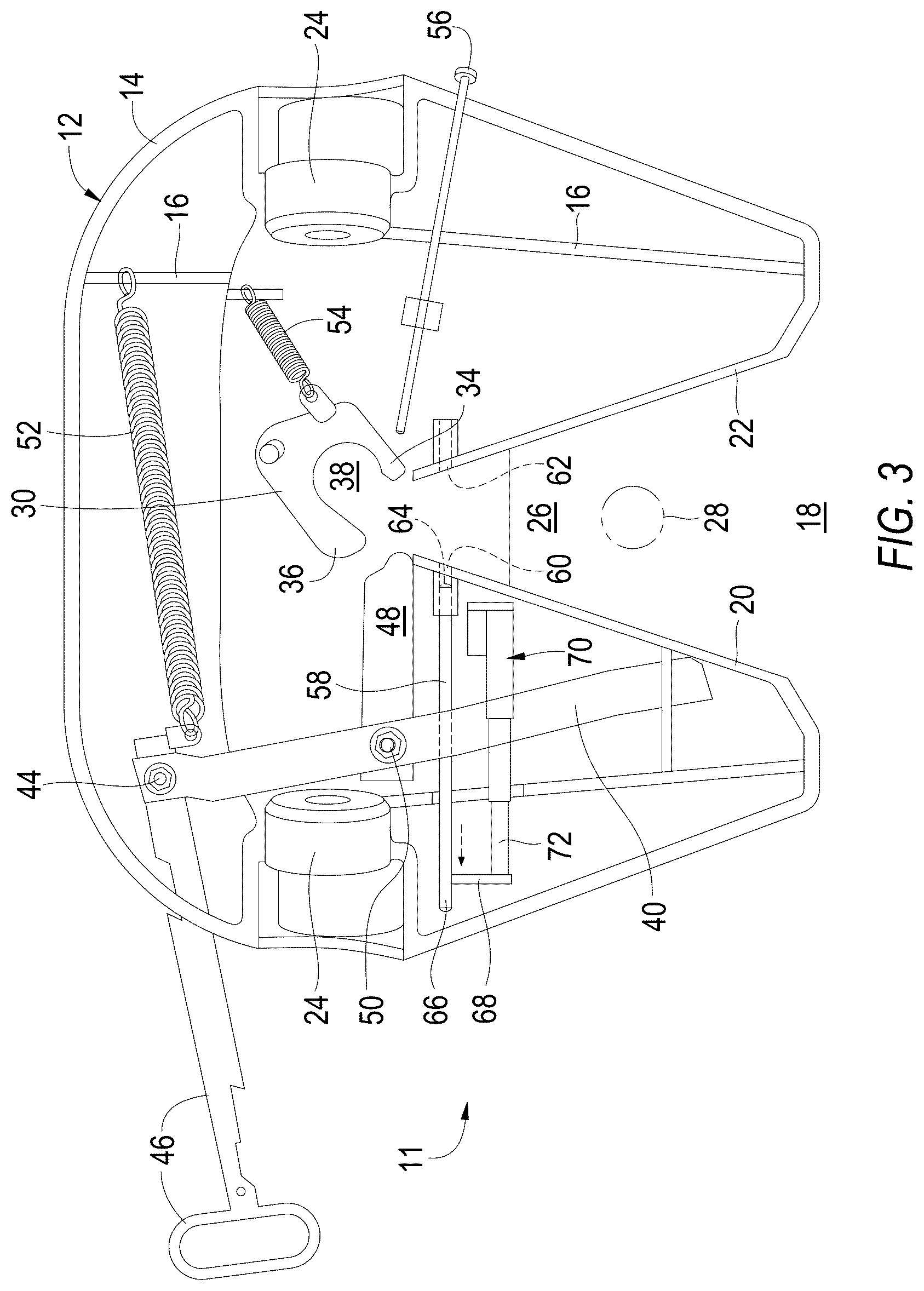Patent US12576928 Figure 3 – Locking system for king pin of fifth wheel