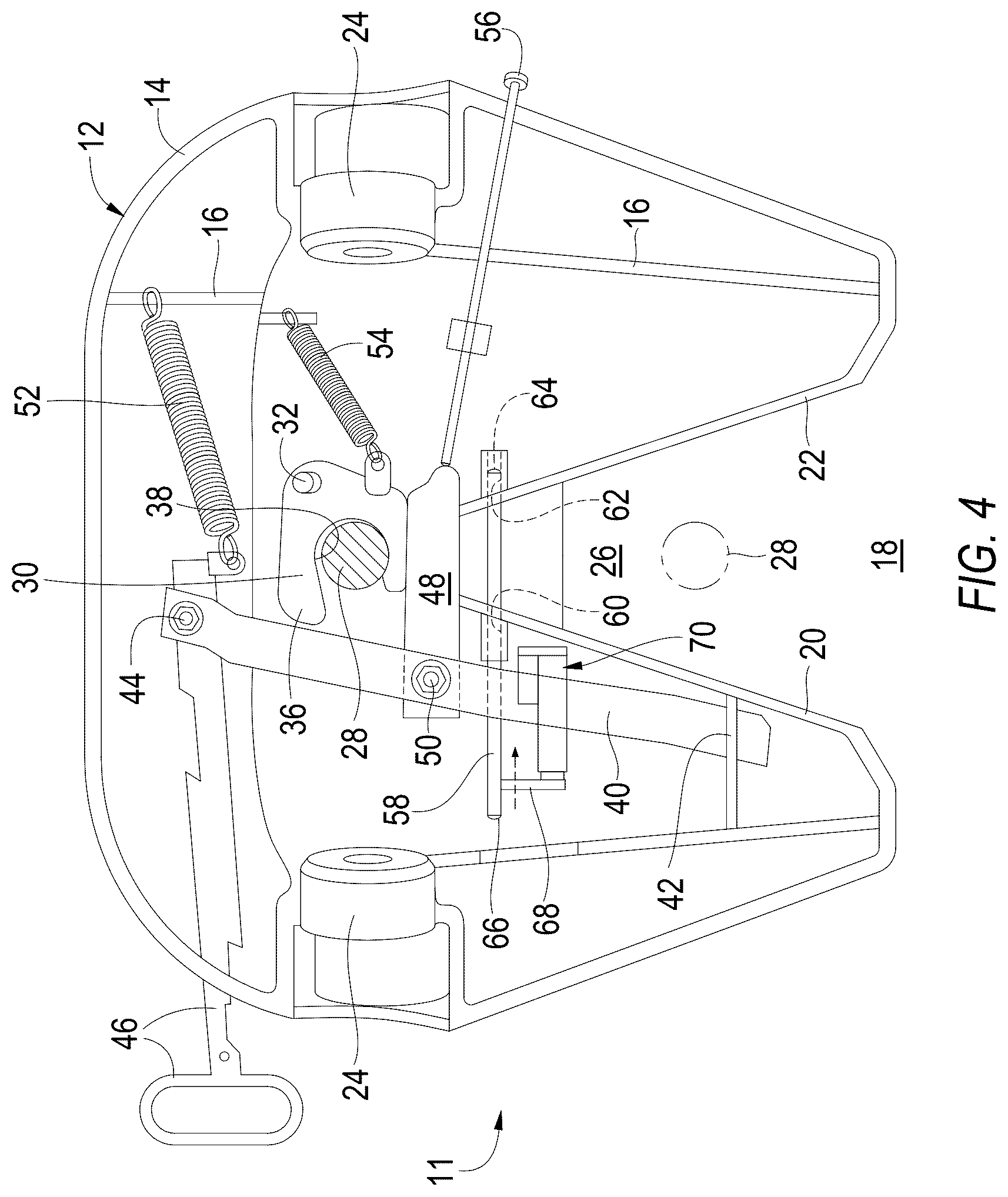 Patent US12576928 Figure 4 – Locking system for king pin of fifth wheel