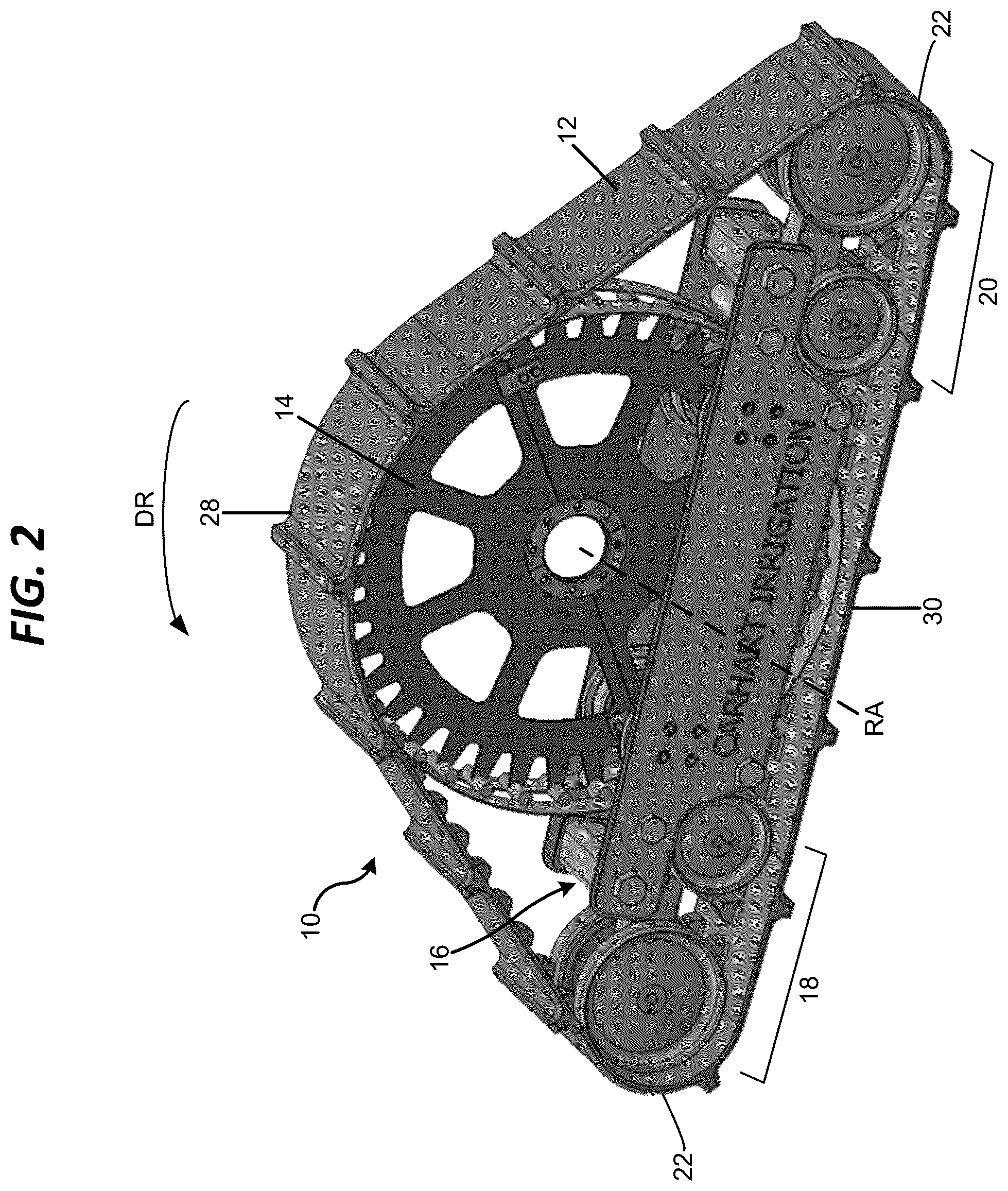 Patent US12576929 Figure 2 – Endless track assembly