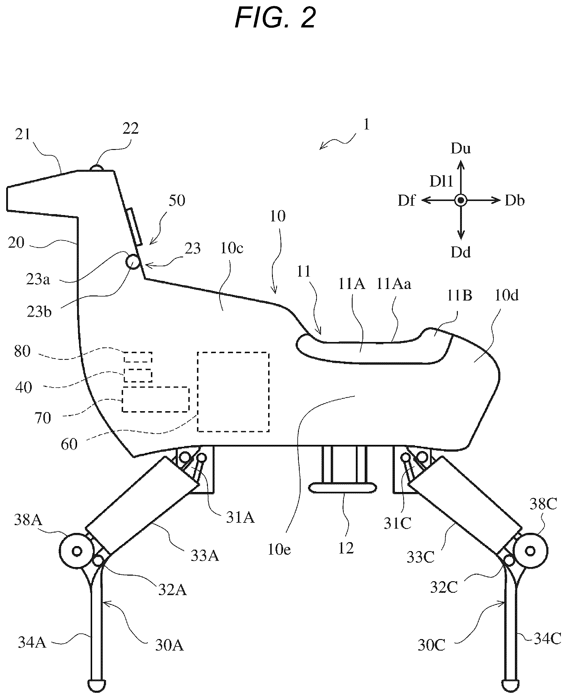 Patent US12576931 Figure 2 – Quadrupedal walking robot