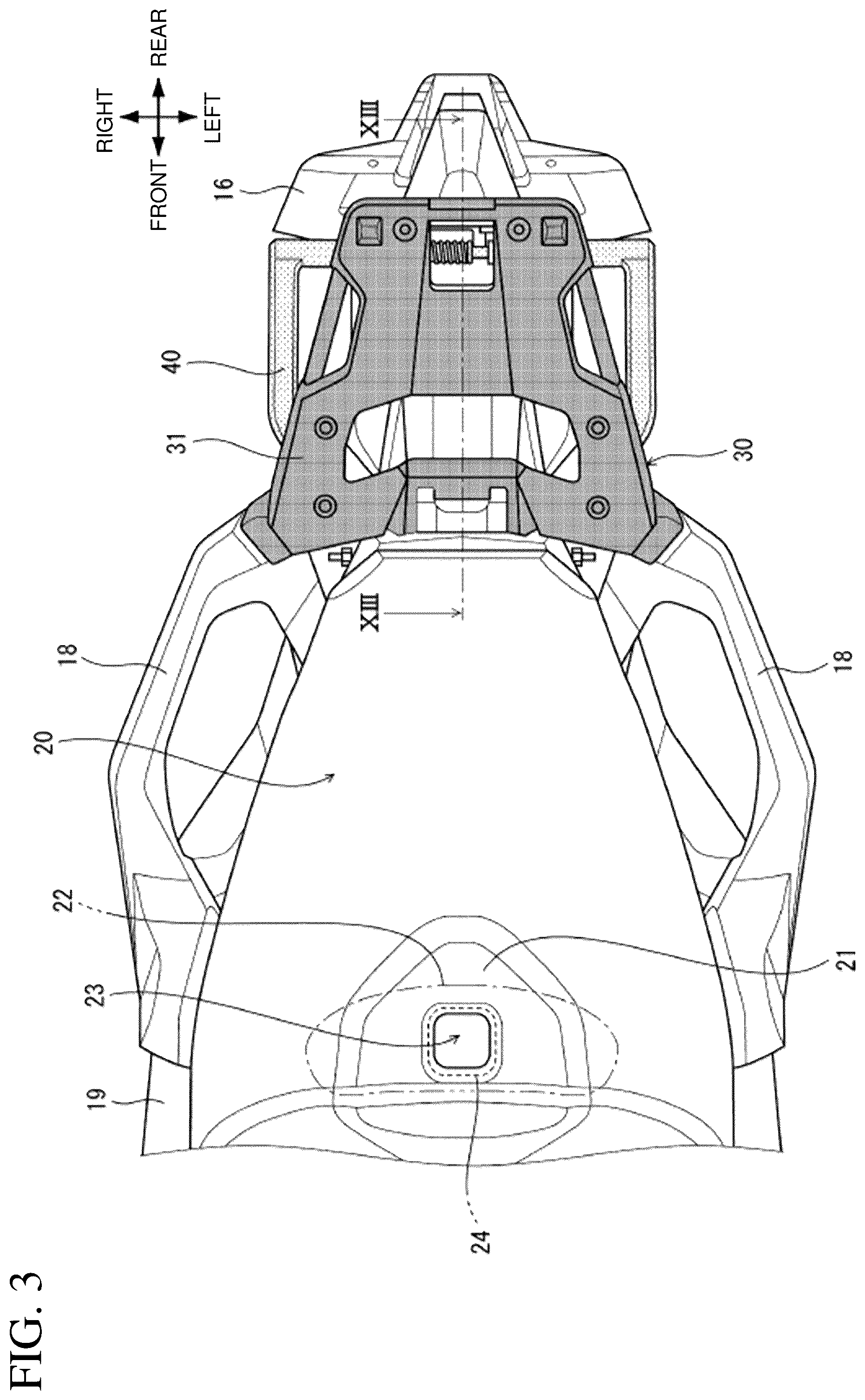 Patent US12576932 Figure 3 – Rear carrier for saddled vehicle