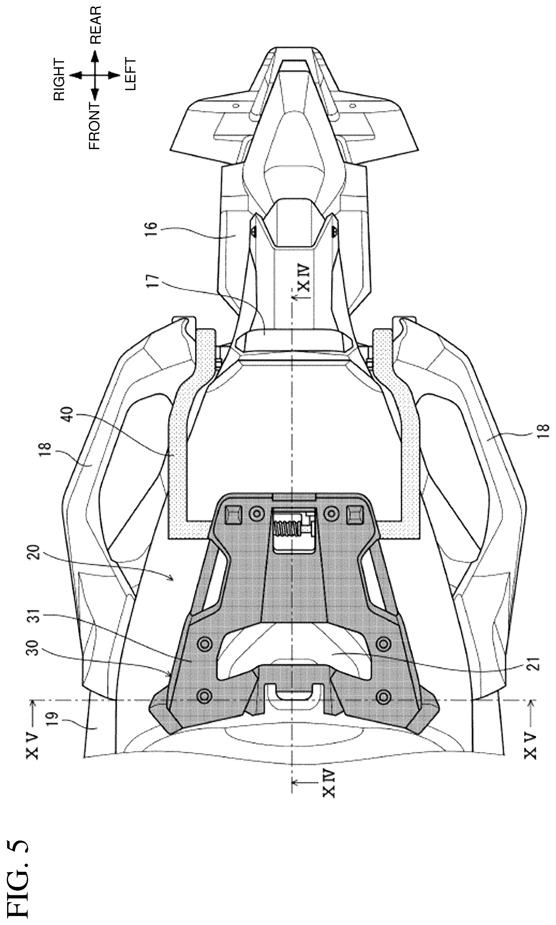 Patent US12576932 Figure 5 – Rear carrier for saddled vehicle