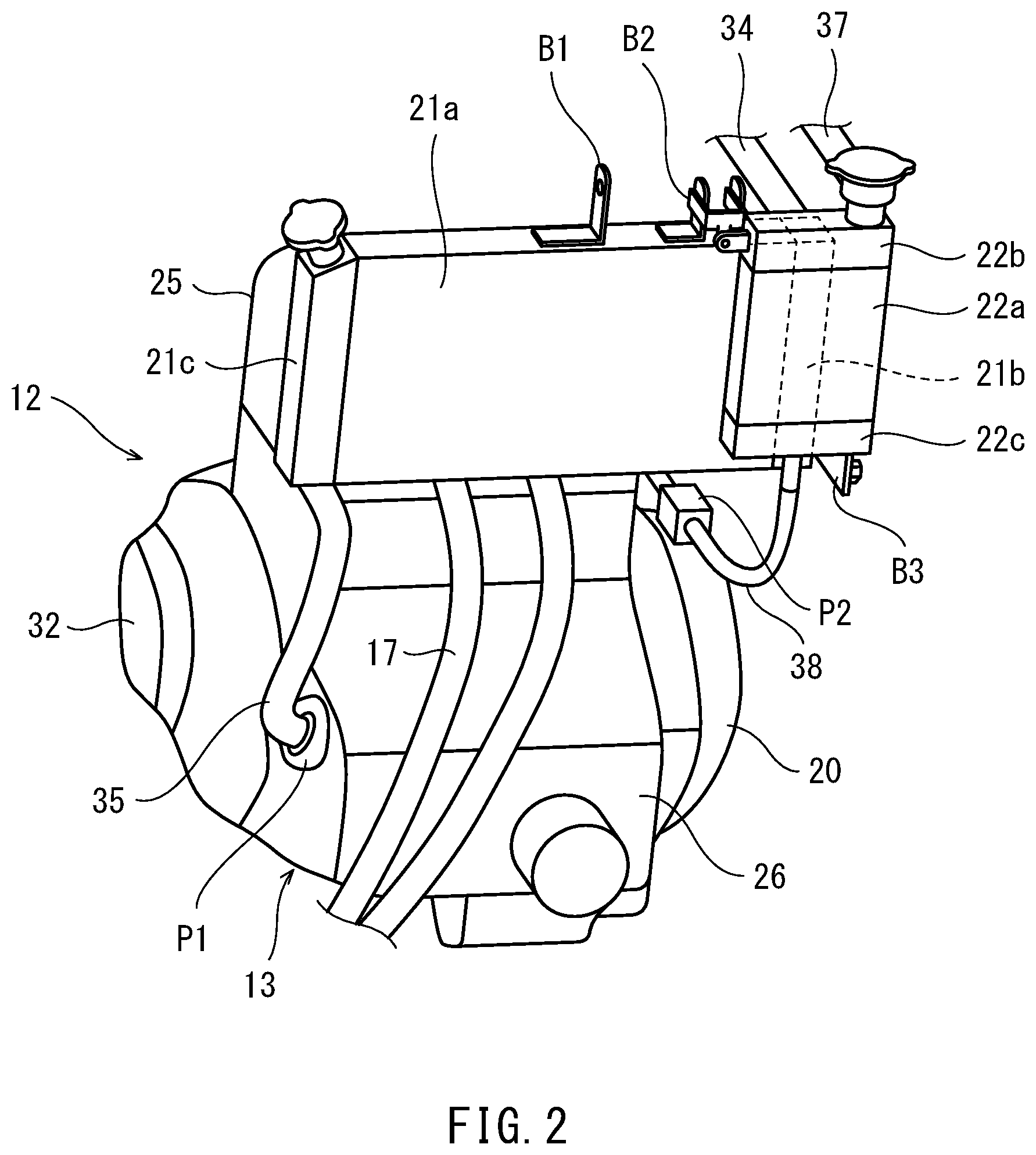 Patent US12576937 Figure 2 – Hybrid straddle vehicle