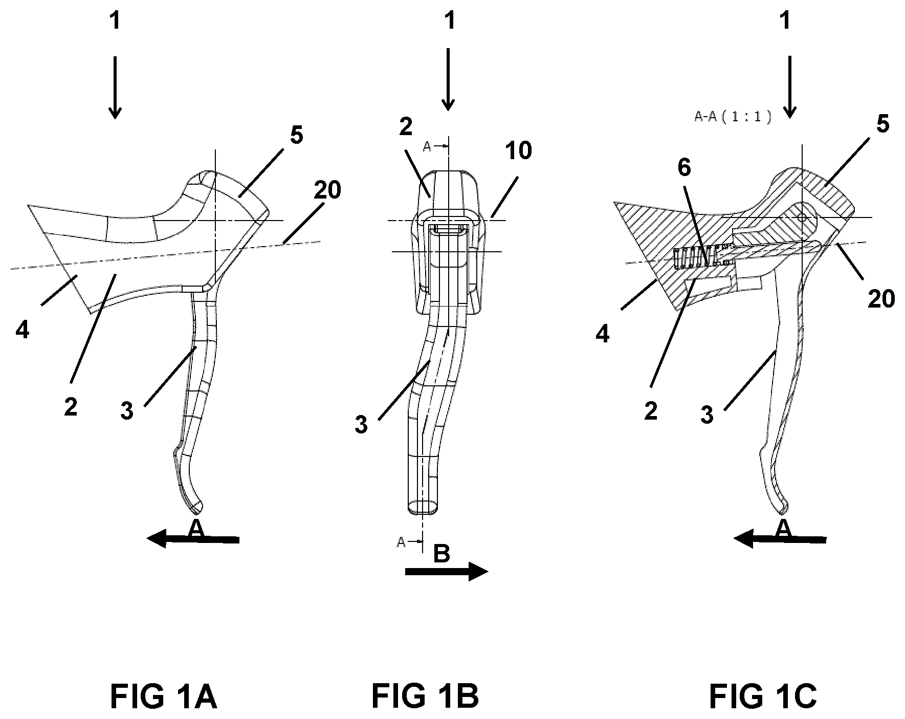 Patent US12576941 Figure 1 – Control device for a bicycle