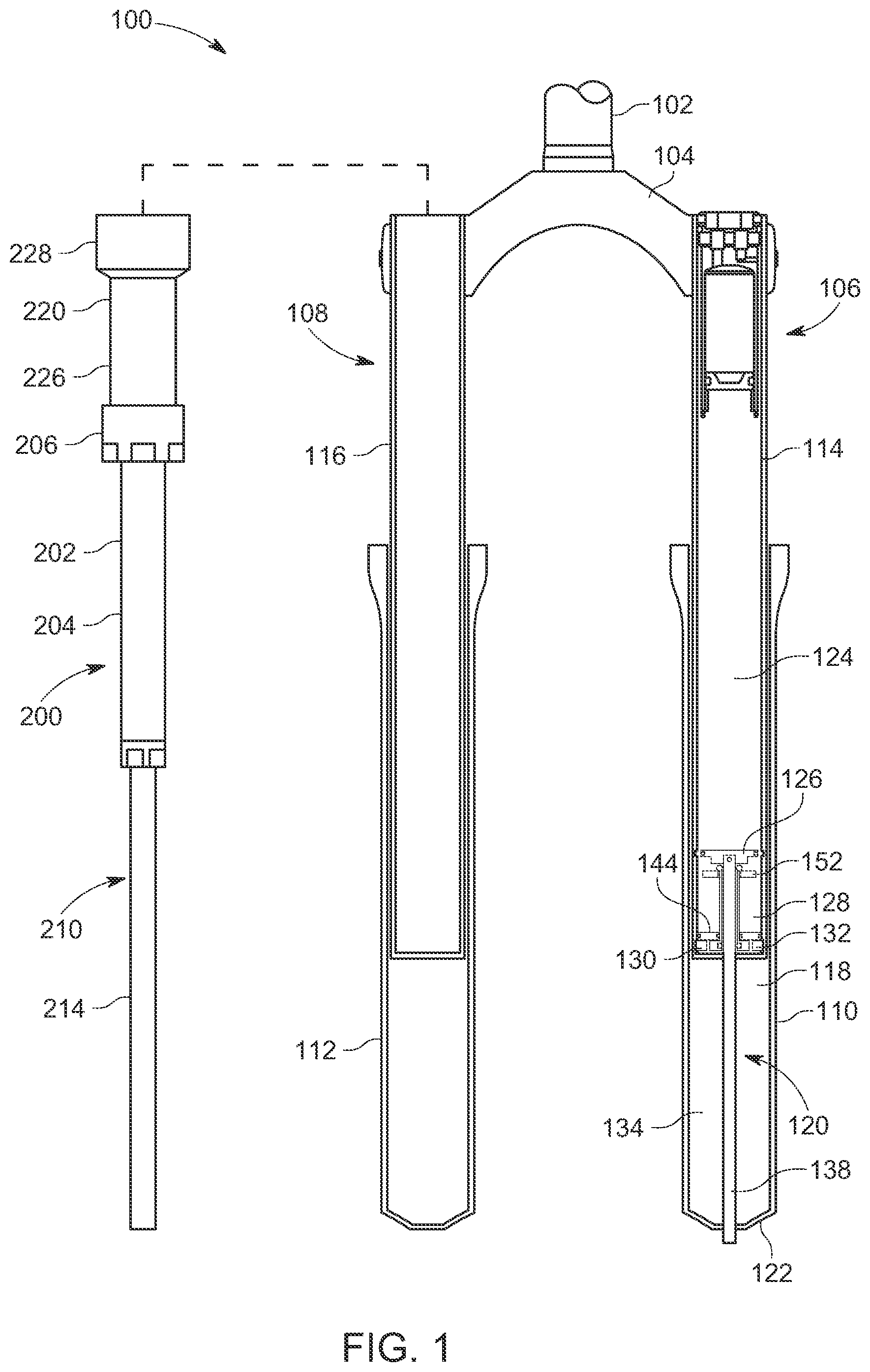 Patent US12576942 Figure 1 – Suspension fork