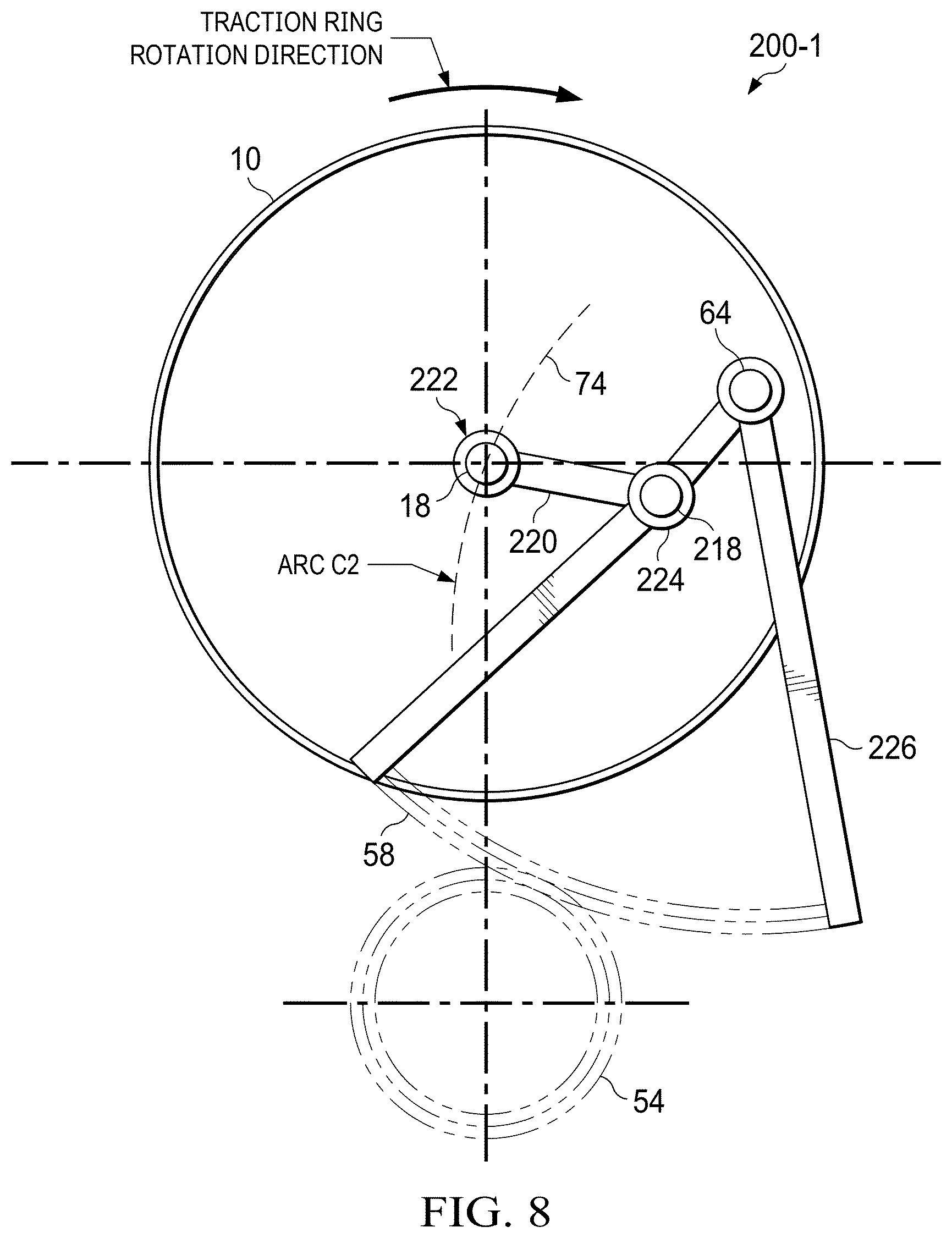 Patent US12576947 Figure 9 – Rocker link shifting system for a continuously variable transmission