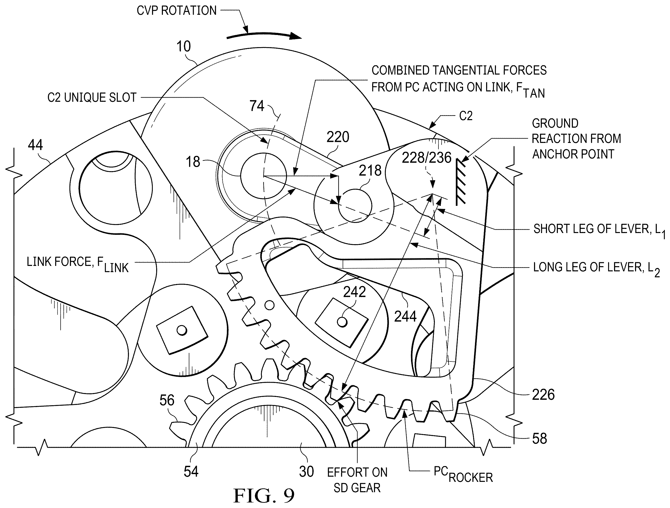 Patent US12576947 Figure 10 – Rocker link shifting system for a continuously variable transmission