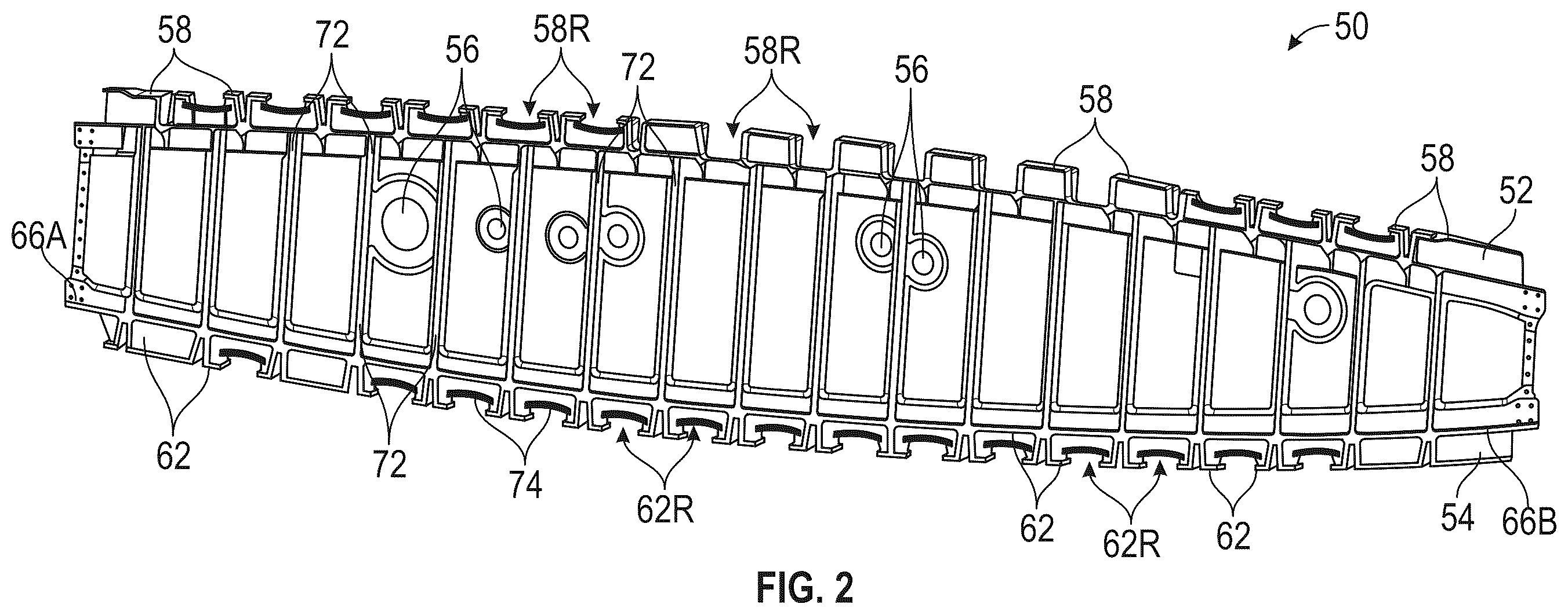 Patent US12576959 Figure 2 – Multipiece ribs for aircraft wing