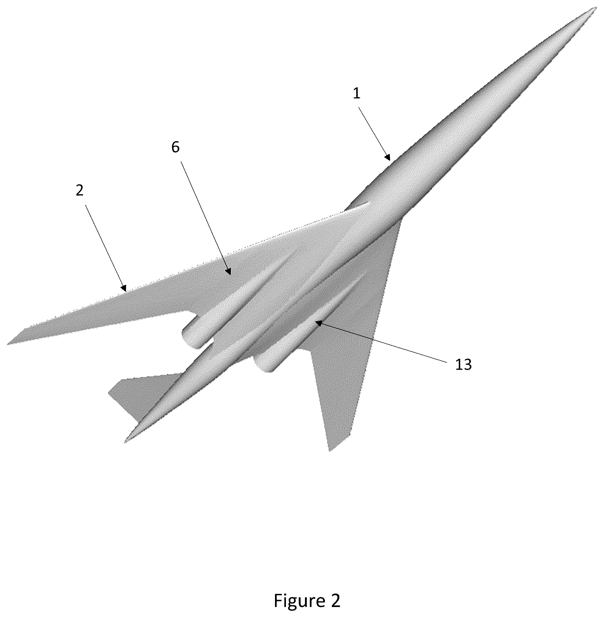 Patent US12576966 Figure 2 – Supersonic aircraft