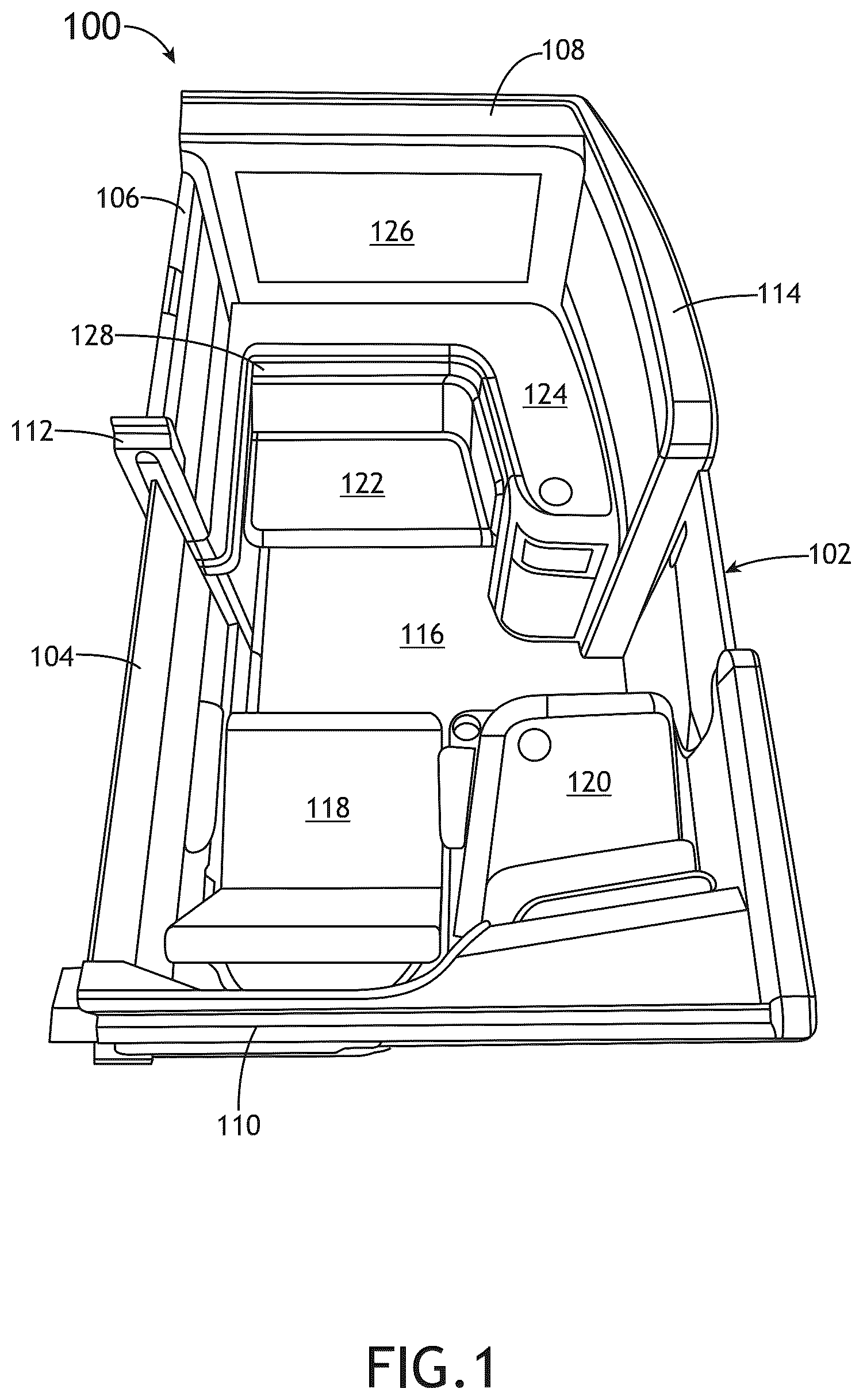 Patent US12576971 — Passenger suite with secondary seat and amenities — Figure 1