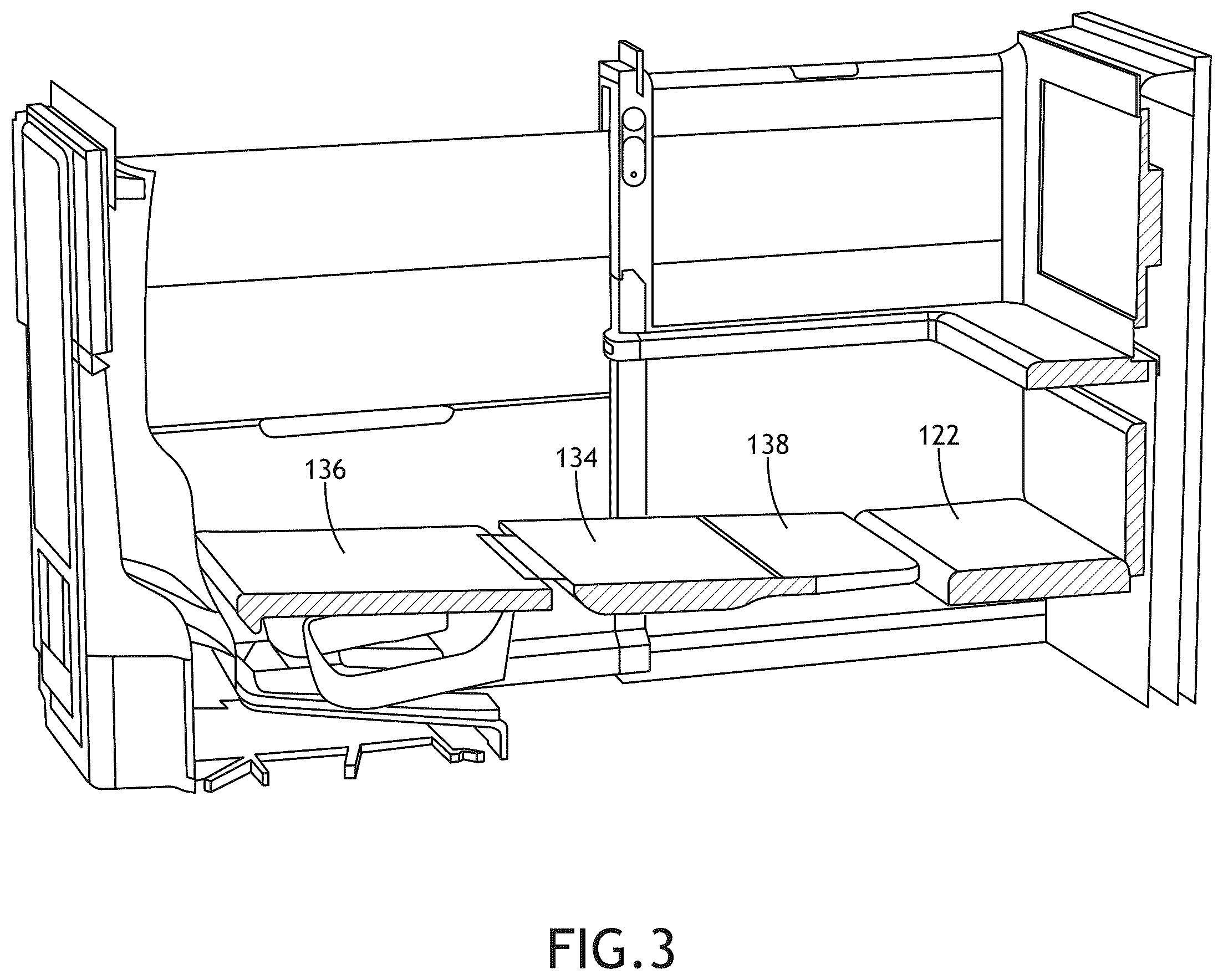 Patent US12576971 Figure 4 – Passenger suite with secondary seat and amenities
