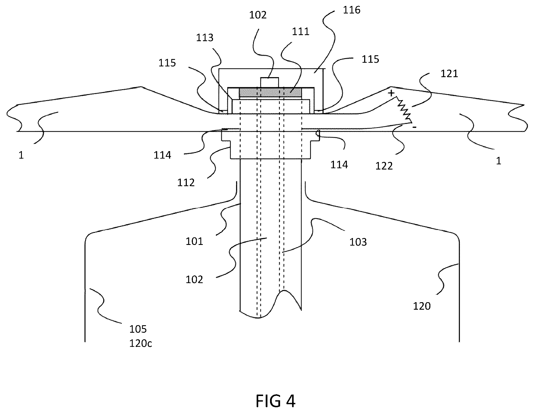 Patent US12576974 Figure 4 – System and method for de-icing of a carbon composite propeller