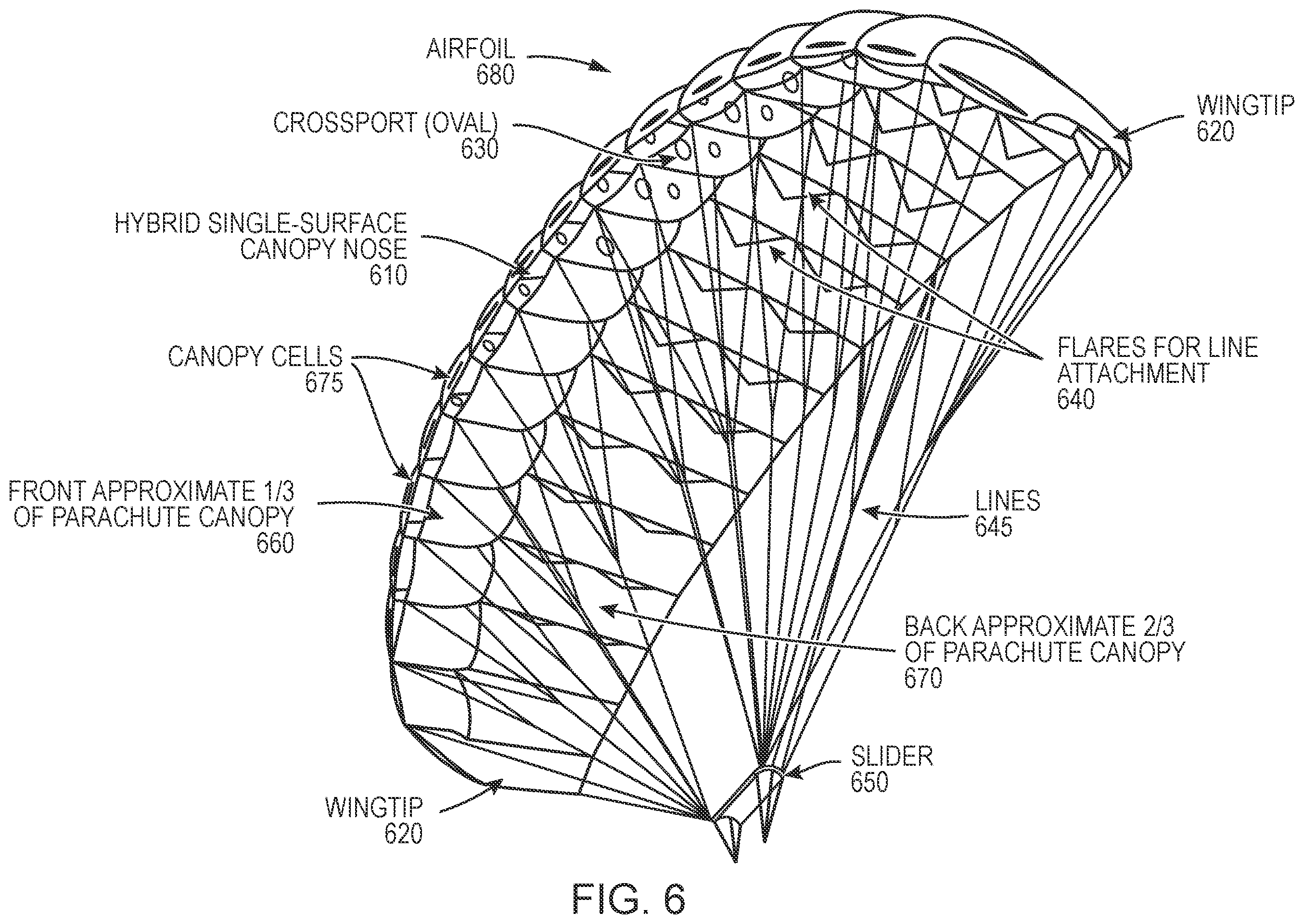 Patent US12576975 Figure 7 – Method, system, and apparatus for a parachute