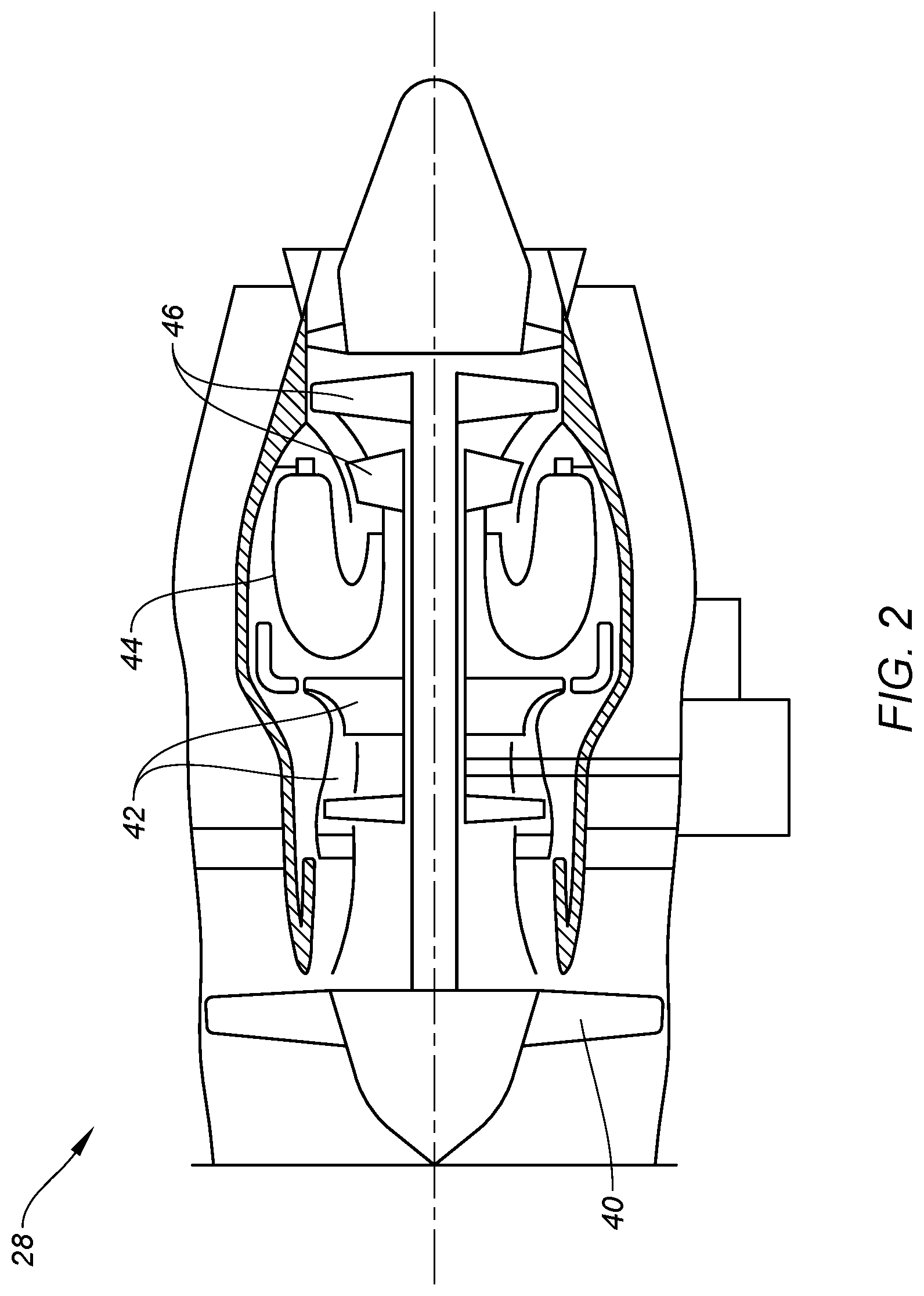 Patent US12576977 Figure 2 – Aircraft propulsion system with engine ratings as a function of system components