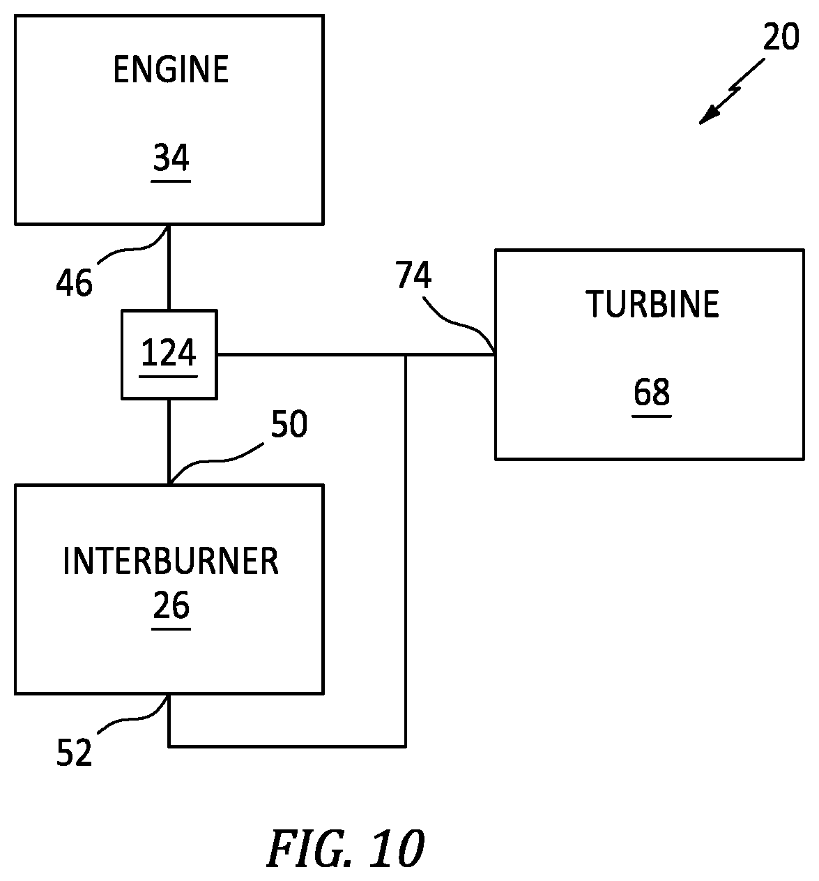 Patent US12576979 Figure 10 – Aircraft propulsion system with engine assembly, intercooler, and turbocompressor assembly