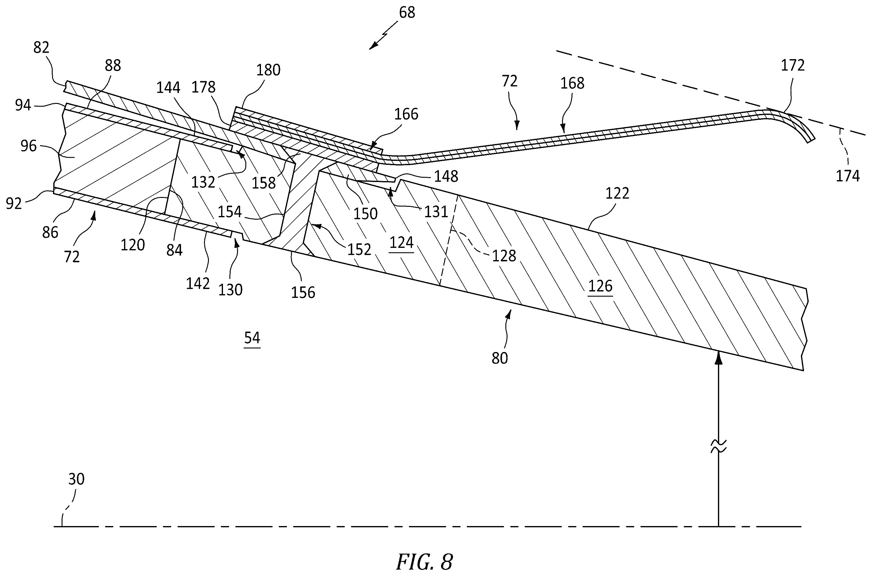 Patent US12576982 Figure 8 – Exhaust nozzle assembly for aircraft propulsion system