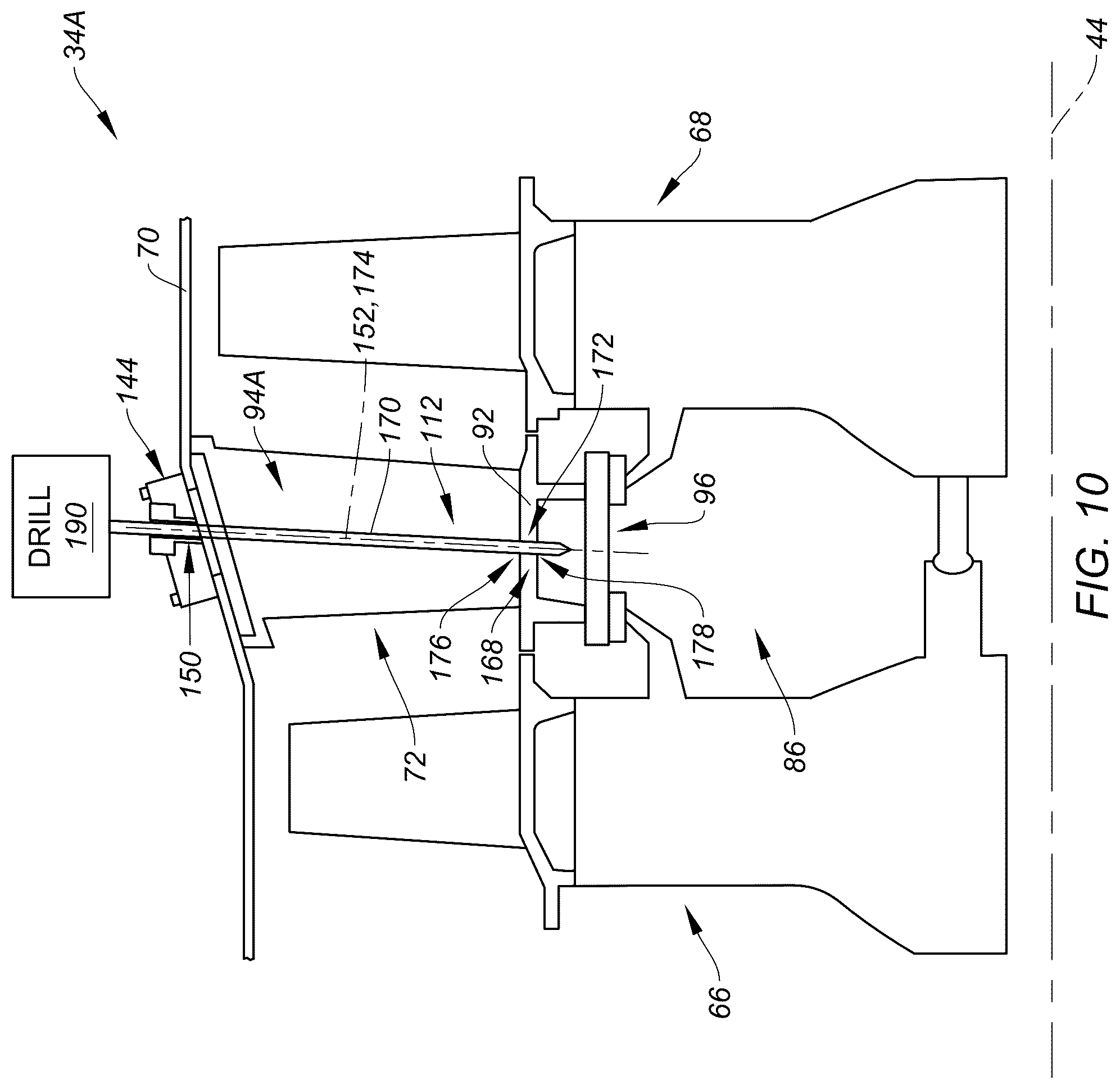 Patent US12576991 Figure 8 – Method for forming an inspection access passage for an aircraft propulsion system