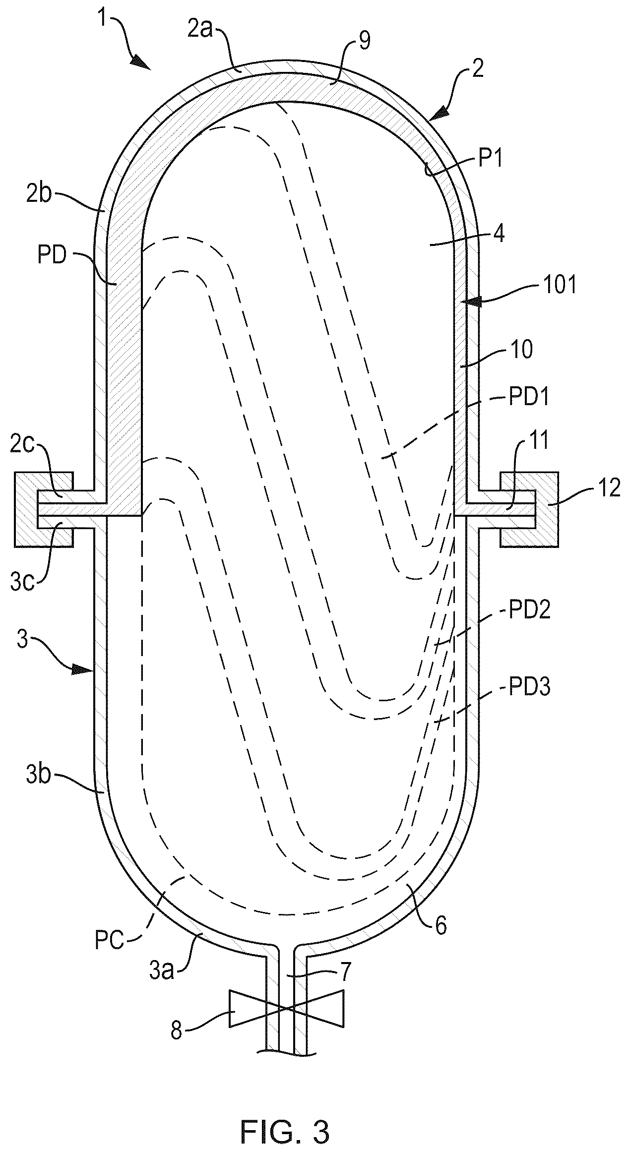 Patent US12576994 Figure 3 – Diaphragm for a fluid storage tank