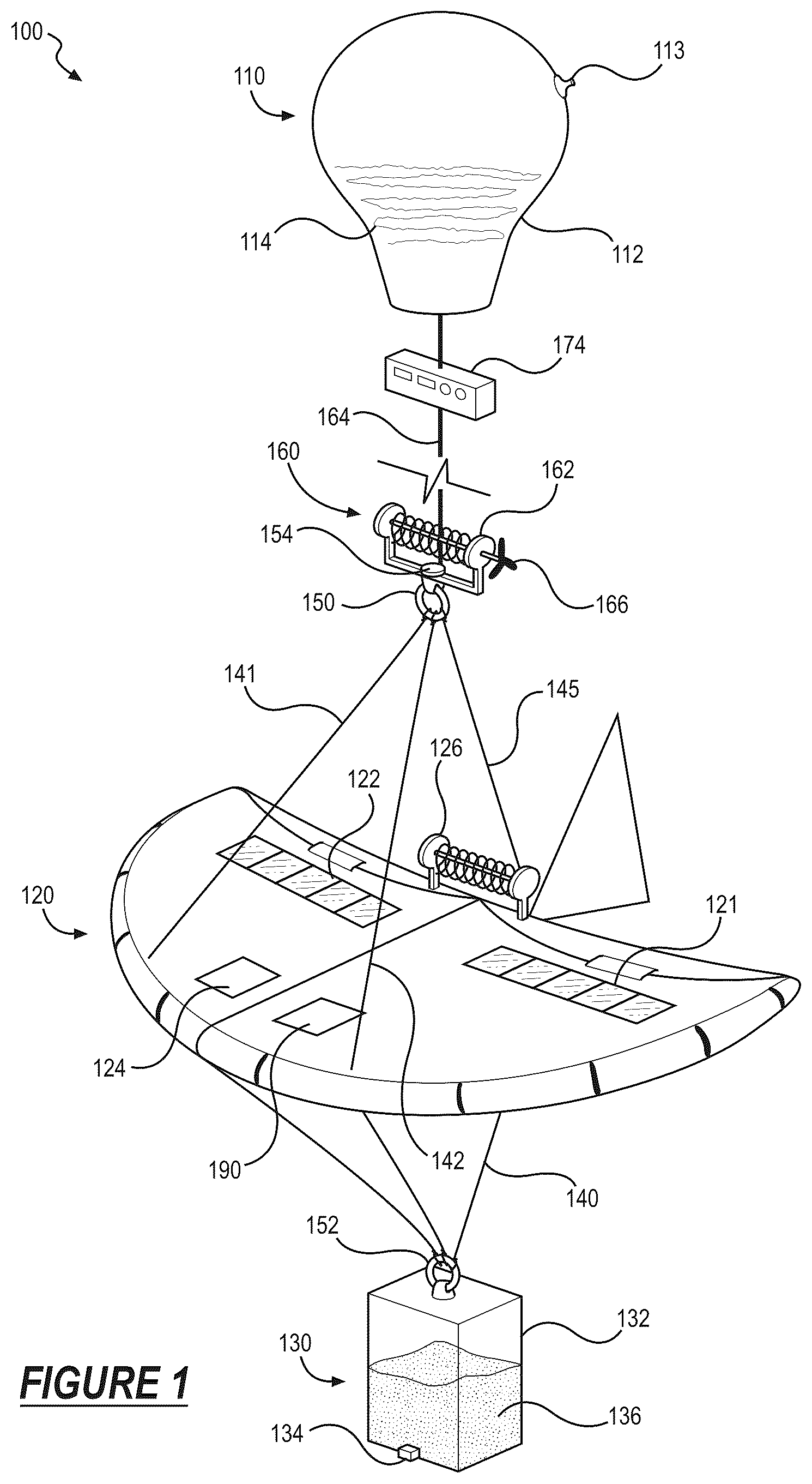 Patent US12576996 Figure 1 – System and method for generating aerodynamic lift from wind shear at a system