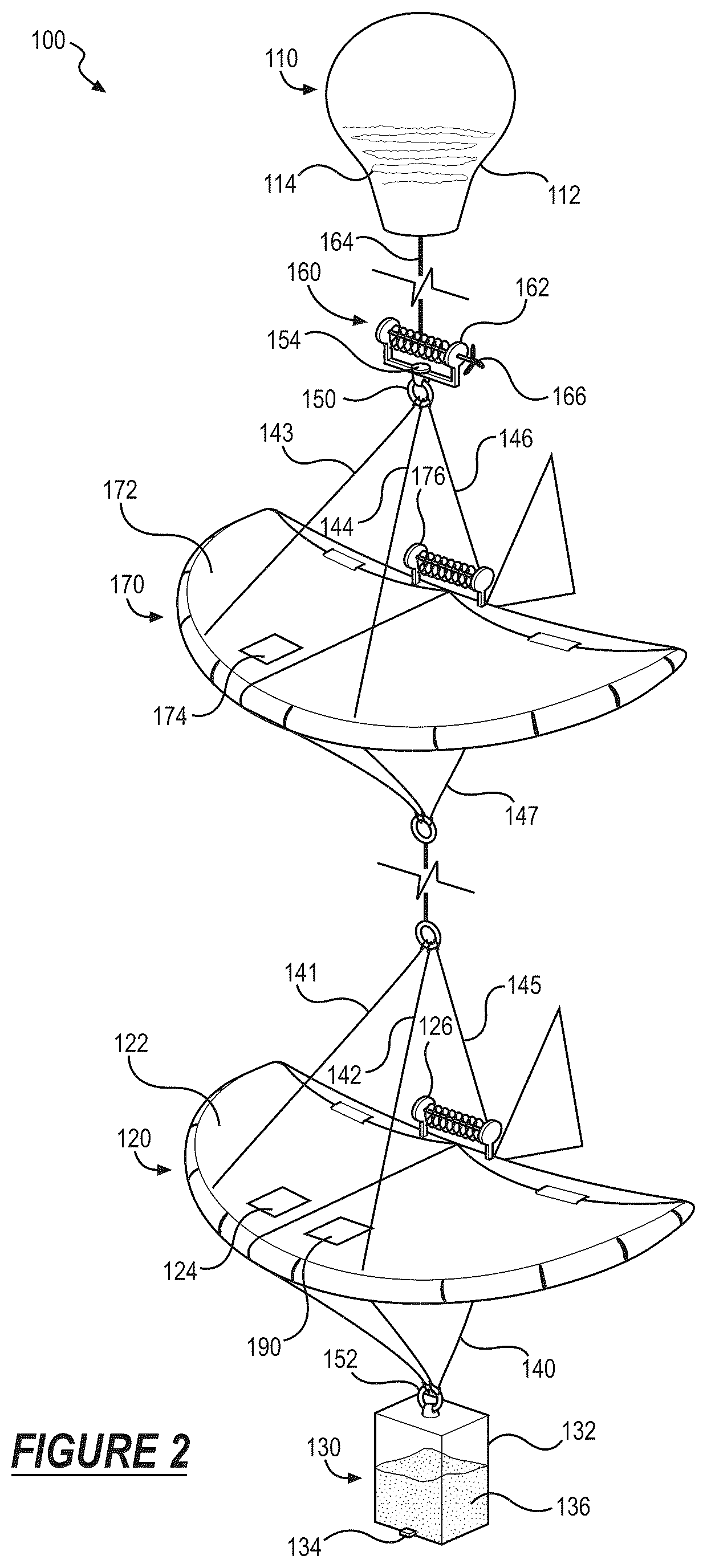 Patent US12576996 Figure 2 – System and method for generating aerodynamic lift from wind shear at a system
