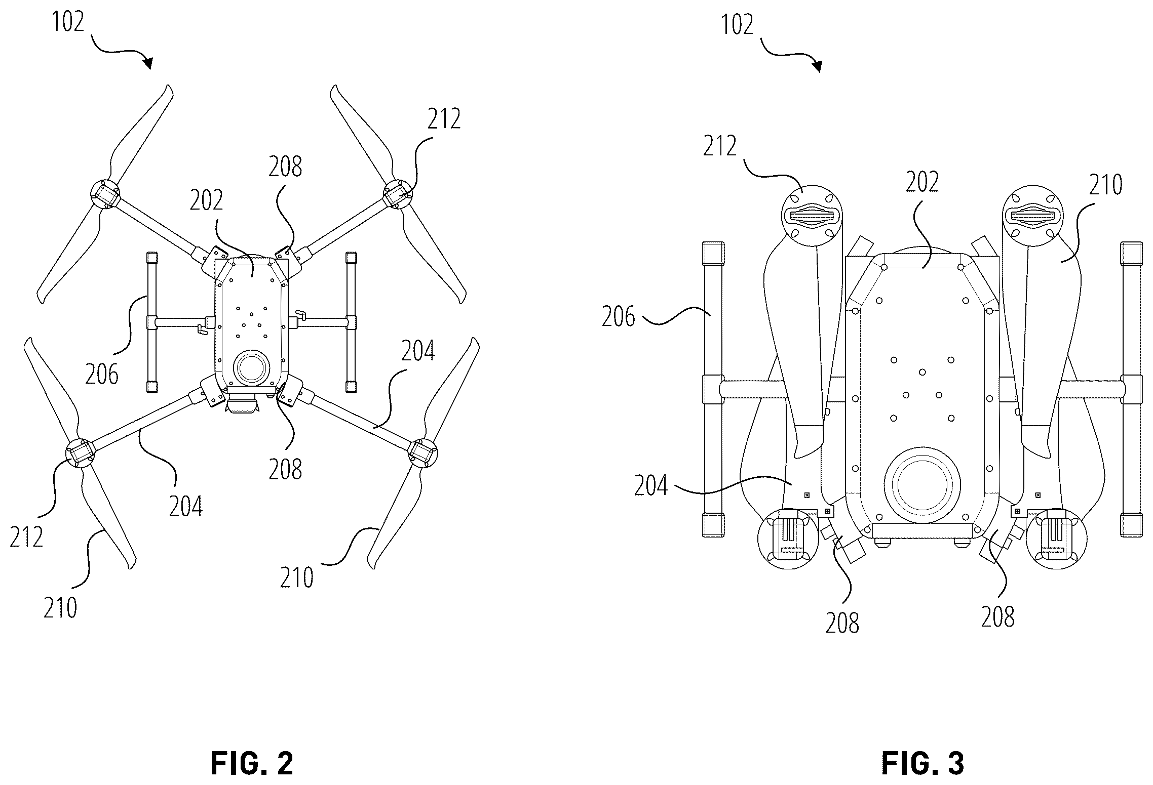 Patent US12576997 Figure 2 – Drone arm folding/locking mechanism