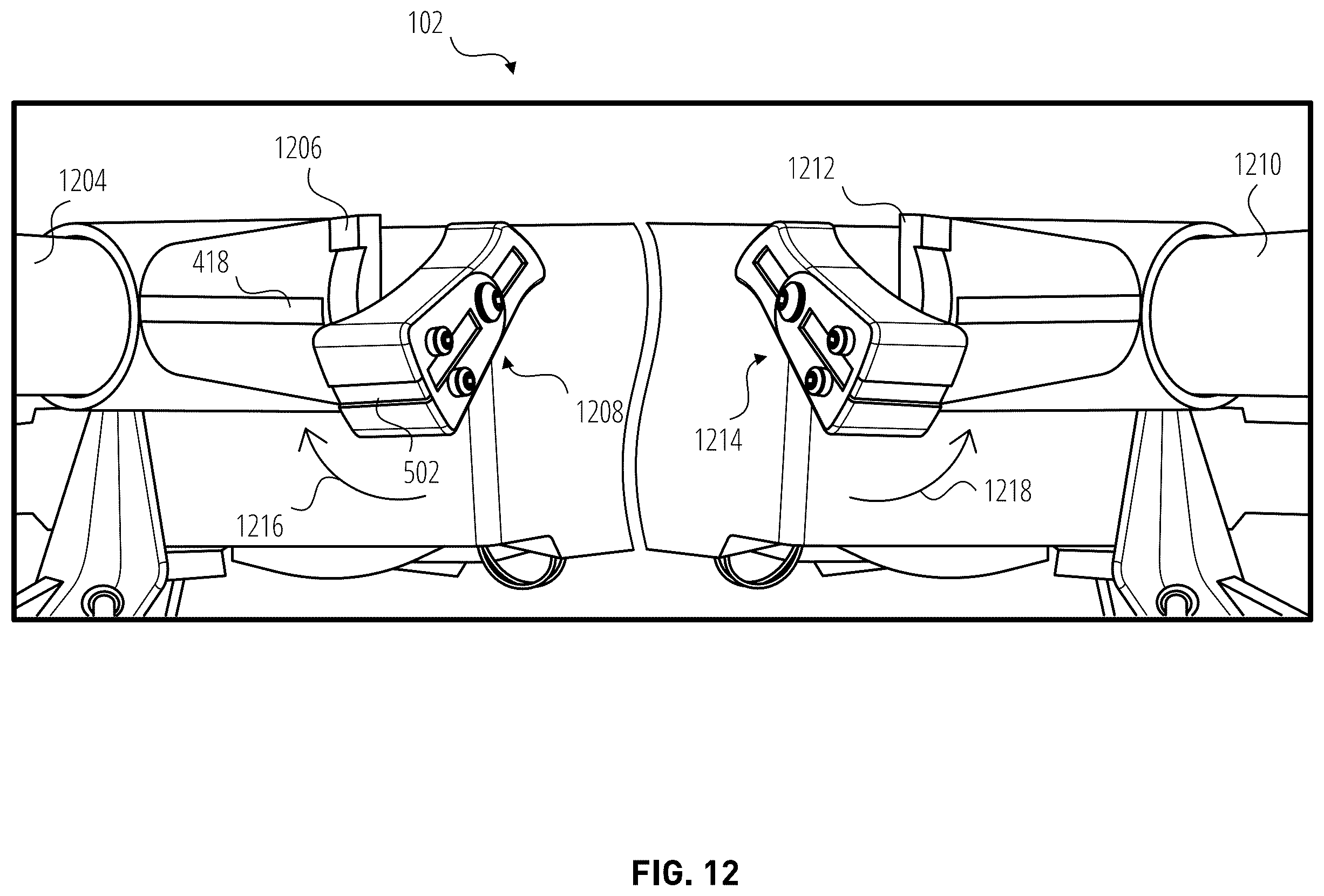Patent US12576997 Figure 11 – Drone arm folding/locking mechanism